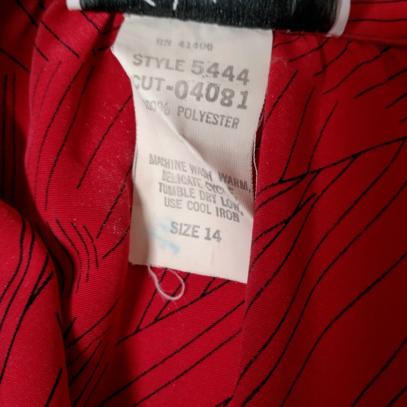 Vintage Willi of California Dress Shirt Dress Vintage 1980s Midi Red Black Long Sleeve Women's Size 14 Office Wear Mens? Size XL / US 12-14 / IT 48-50 - 4 Thumbnail