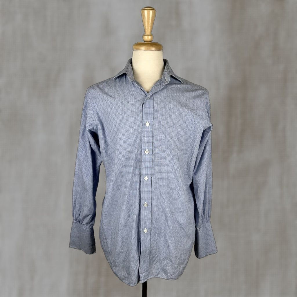 Ralph Lauren Ralph Lauren Purple Label Shirt Mens 17.5 32 Blue Gray Plaid Made England Dress Shirt Size 48R - 1 Thumbnail