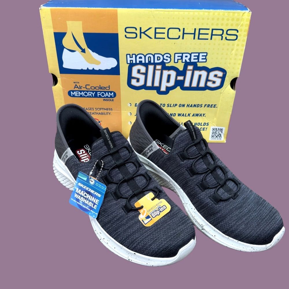 Skechers Mens 9 Ultra Flex 3.0 Right Away Black Hands Free Slip-Ins 232452 New, Men's