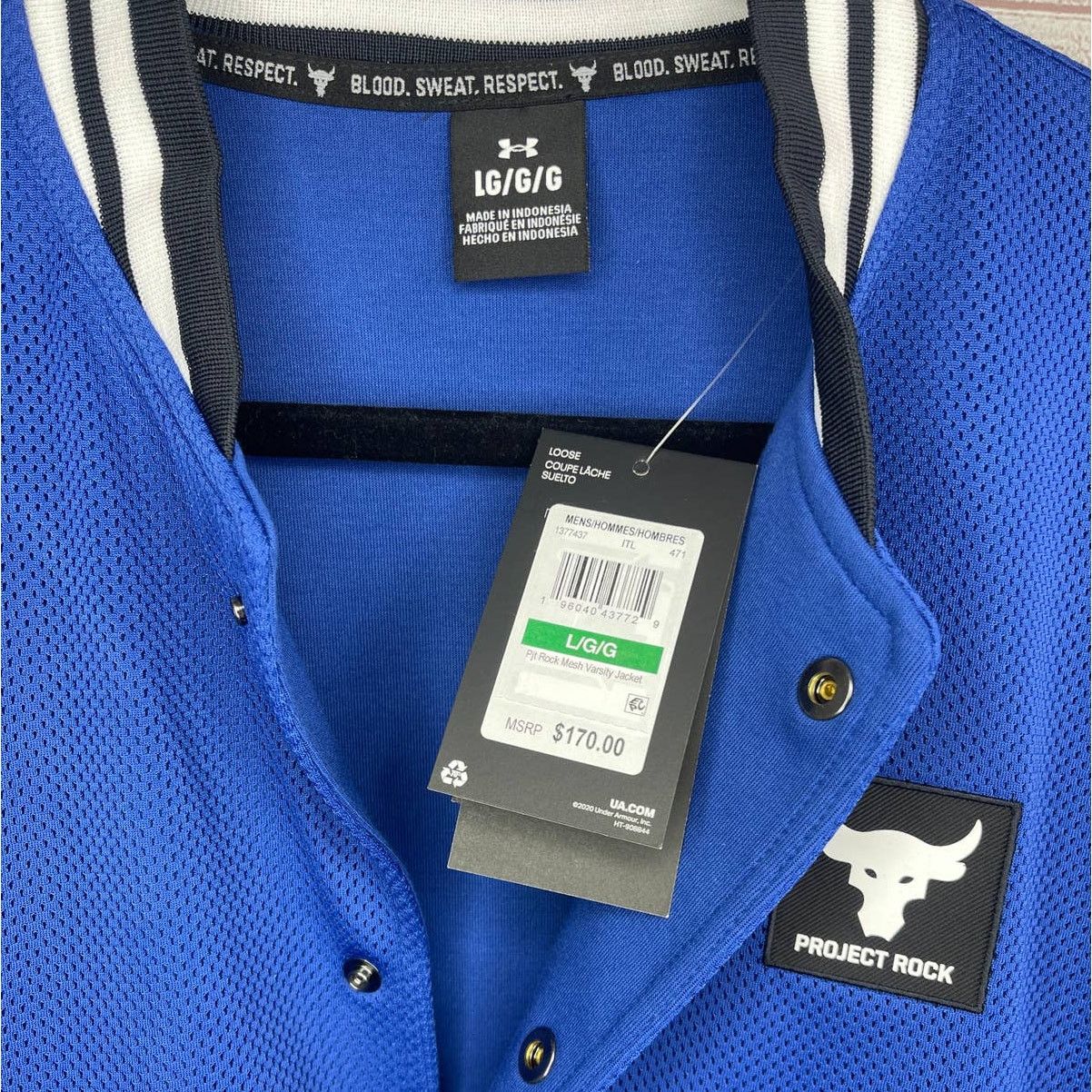 Under Armour Under Armour Project Rock Mesh Varsity Blue Jacket Mens Lrg Size US L / EU 52-54 / 3 - 6 Thumbnail