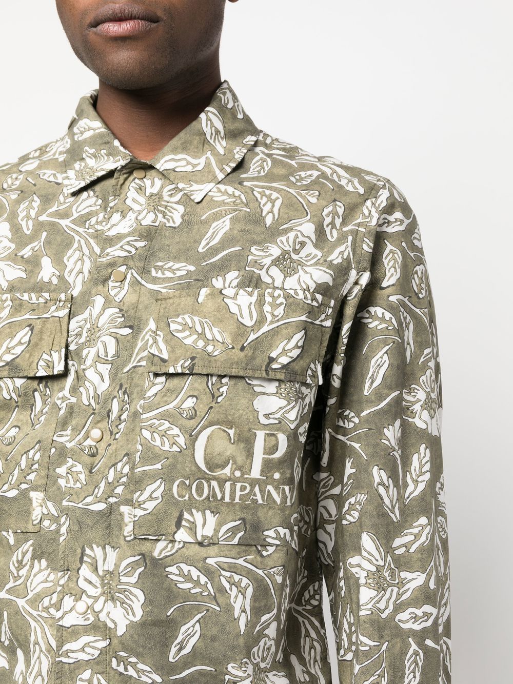C.P. Company o1y1224 Patterned Shirt in Military Green/White Size US L / EU 52-54 / 3 - 5 Thumbnail