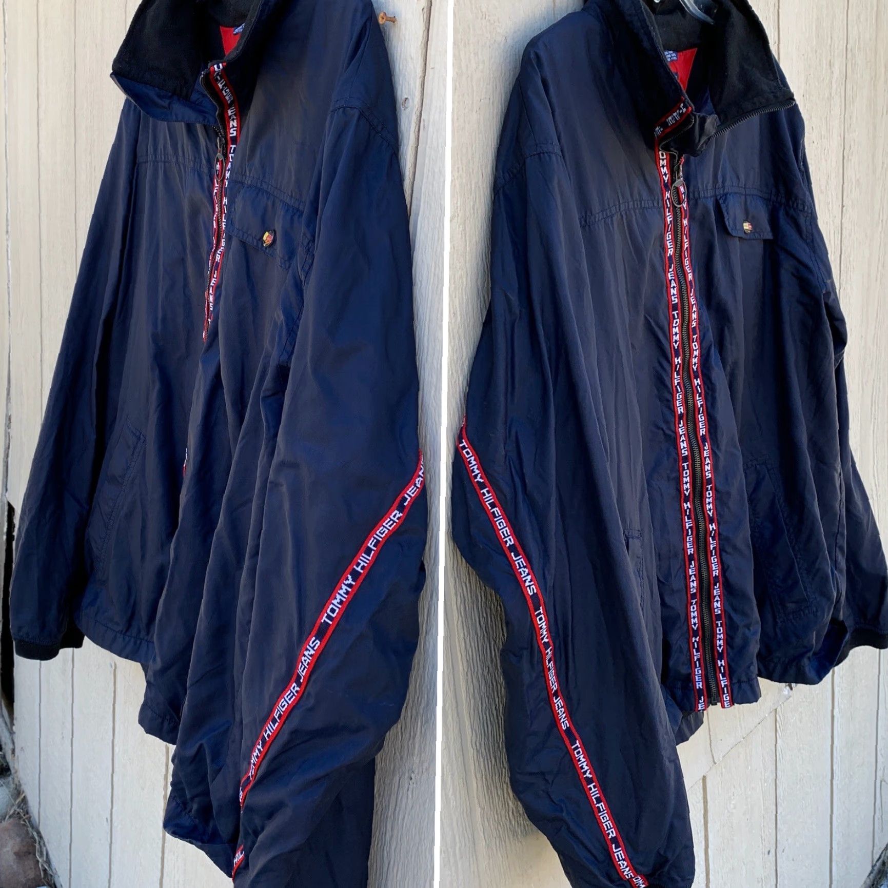 Tommy Hilfiger VINTAGE Tommy Jeans Windbreaker Jacket TOMMY HILFIGER JEANS Spell Out XL Size US 36 / EU 52 - 3 Thumbnail