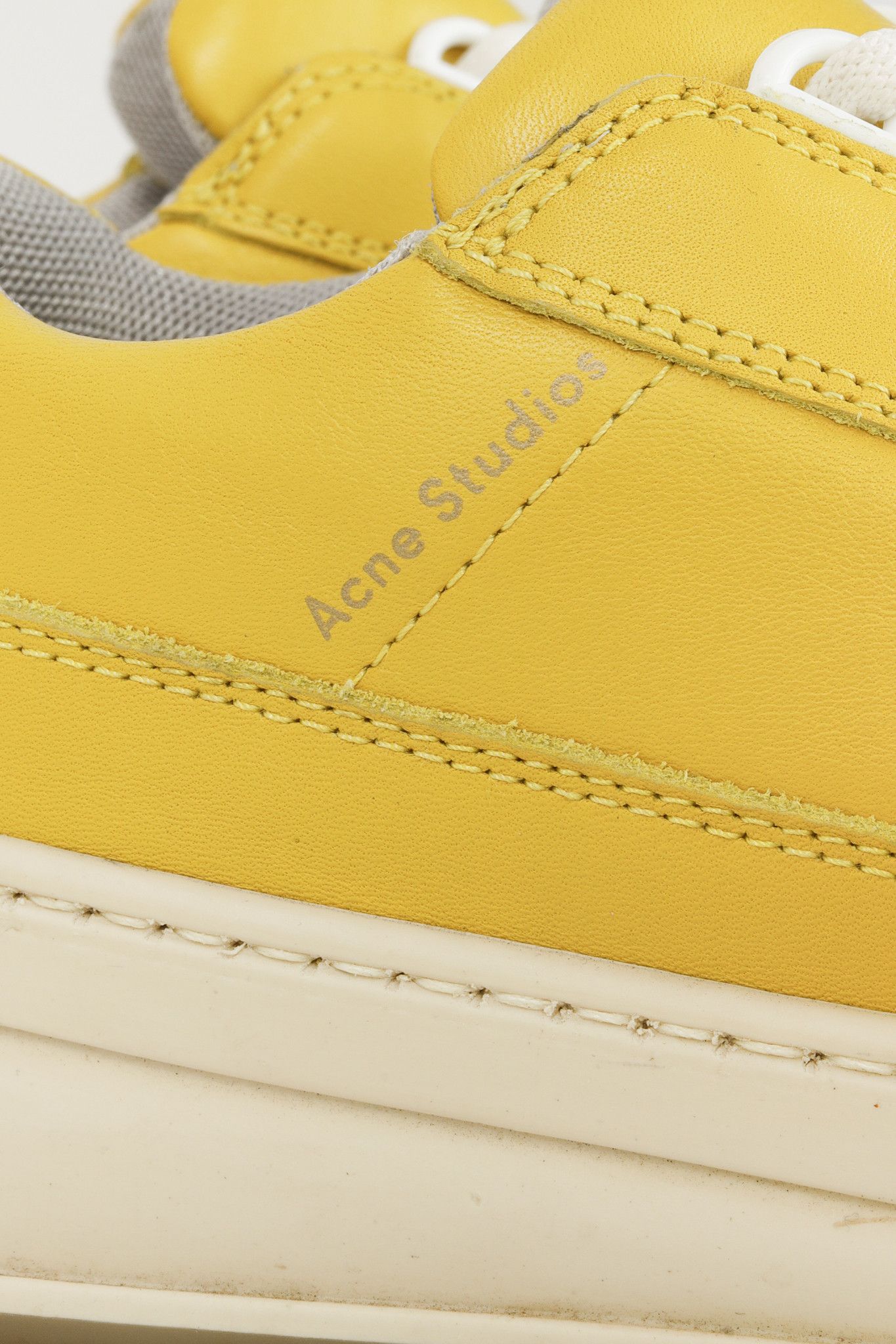 Acne Studios Acne Studios Perey Yellow Leather Low Top Lace Sneaker Size US 7.5 / IT 37.5 - 9 Thumbnail