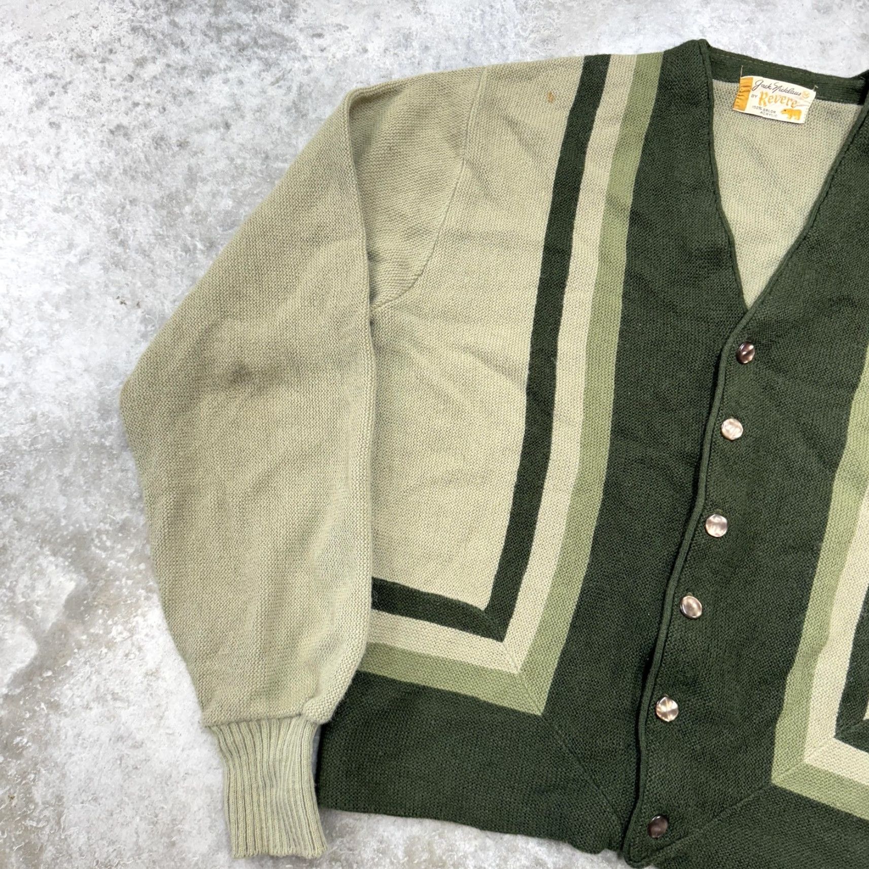 Vintage VINTAGE Jack Nicklaus Sweater Cardigan Mens M Green Knit Striped All Seasons Button Front V-Neck 70s Golf Size US M / EU 48-50 / 2 - 3 Thumbnail