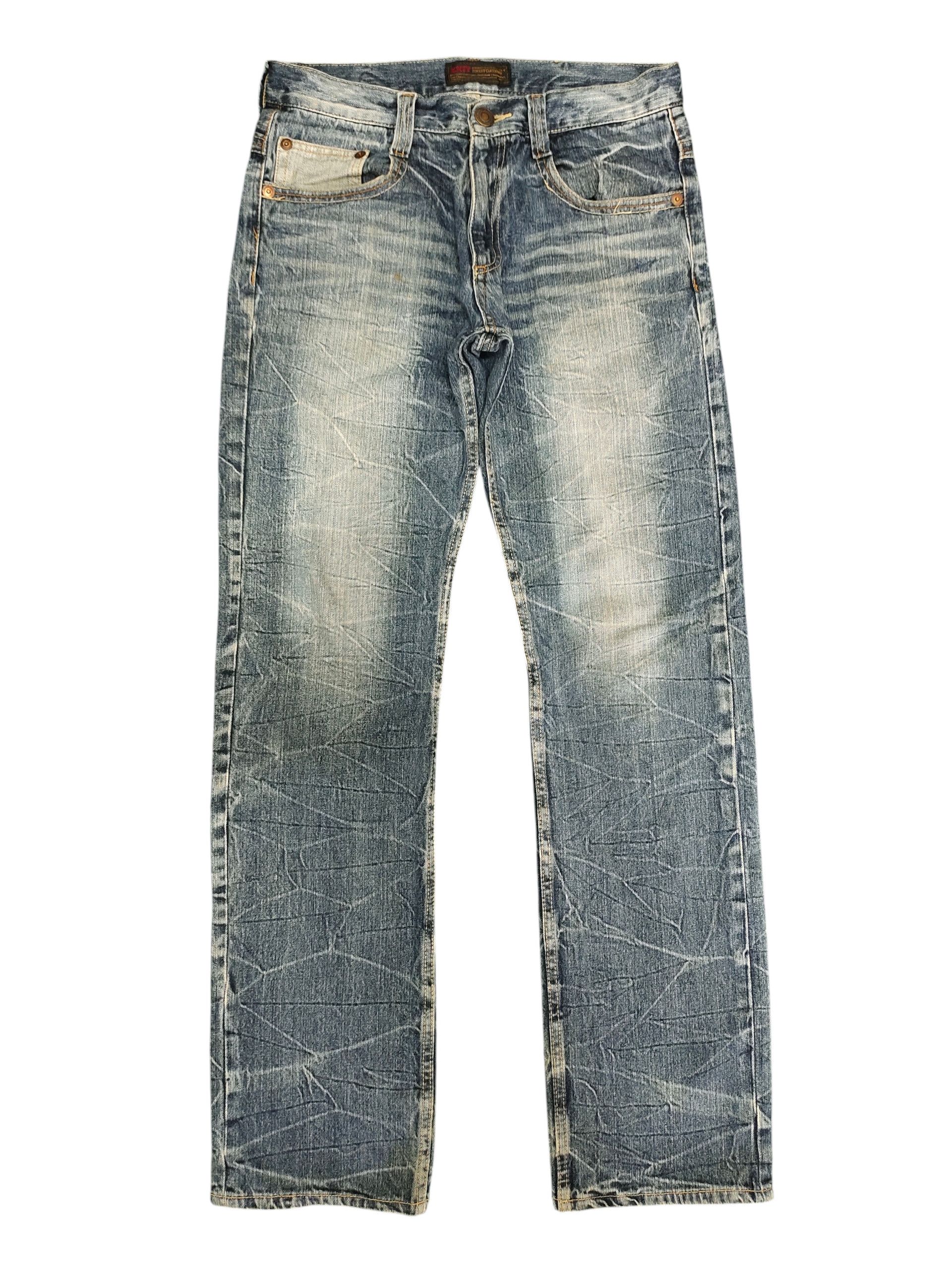 Le Grande Bleu (L.G.B.) Vintage Exit Japan Clawmark Distress Faded Denim Jeans Size US 30 / EU 46 - 1 Thumbnail