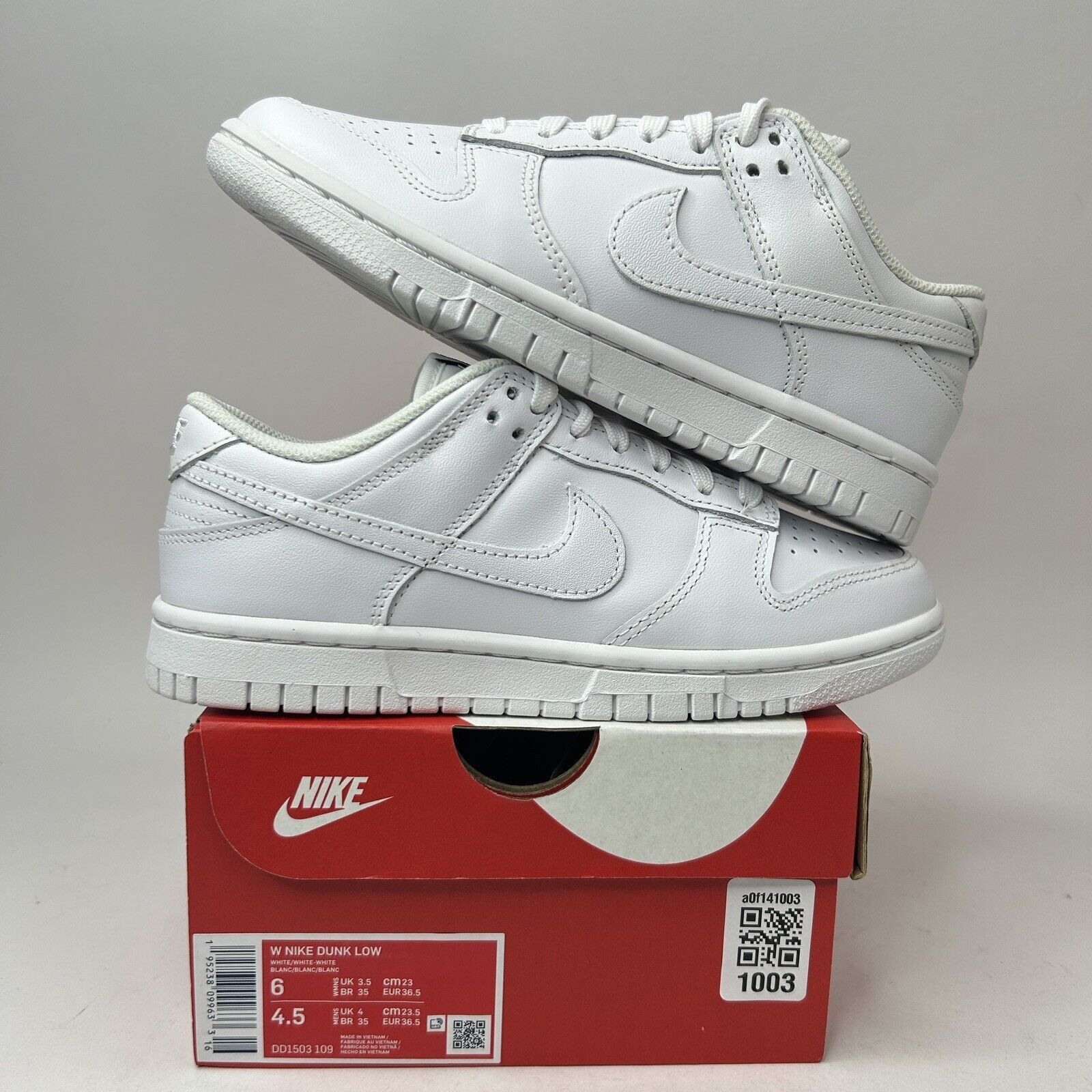 Nike Nike Dunk Low WMNS “Triple White” 2023 Size US 6 / IT 36 - 1 Thumbnail