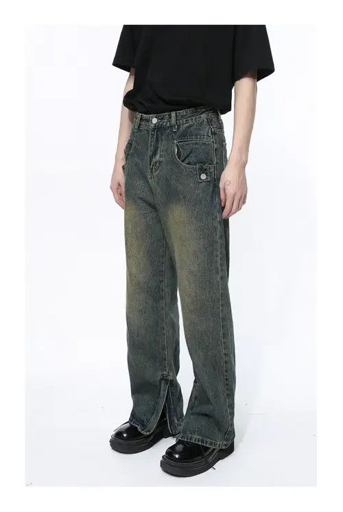 Other Blue Washed Distressed Zipper Jeans Size US 33 - 4 Thumbnail