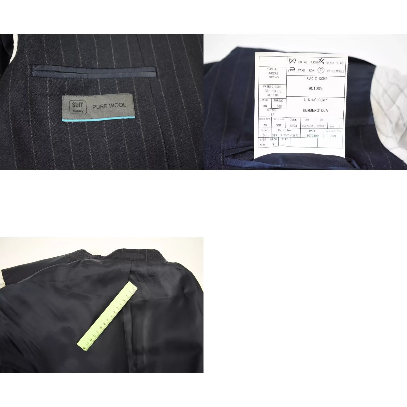 Suitsupply Suitsupply Pure Wool Blazer Men EU 48L Notch Formal Pinstripe Blue Wool Blazer Mens Regular Long Sleeve Notch Lapel Button Front 2 Buttons Vintage No Size 48R - 8 Thumbnail