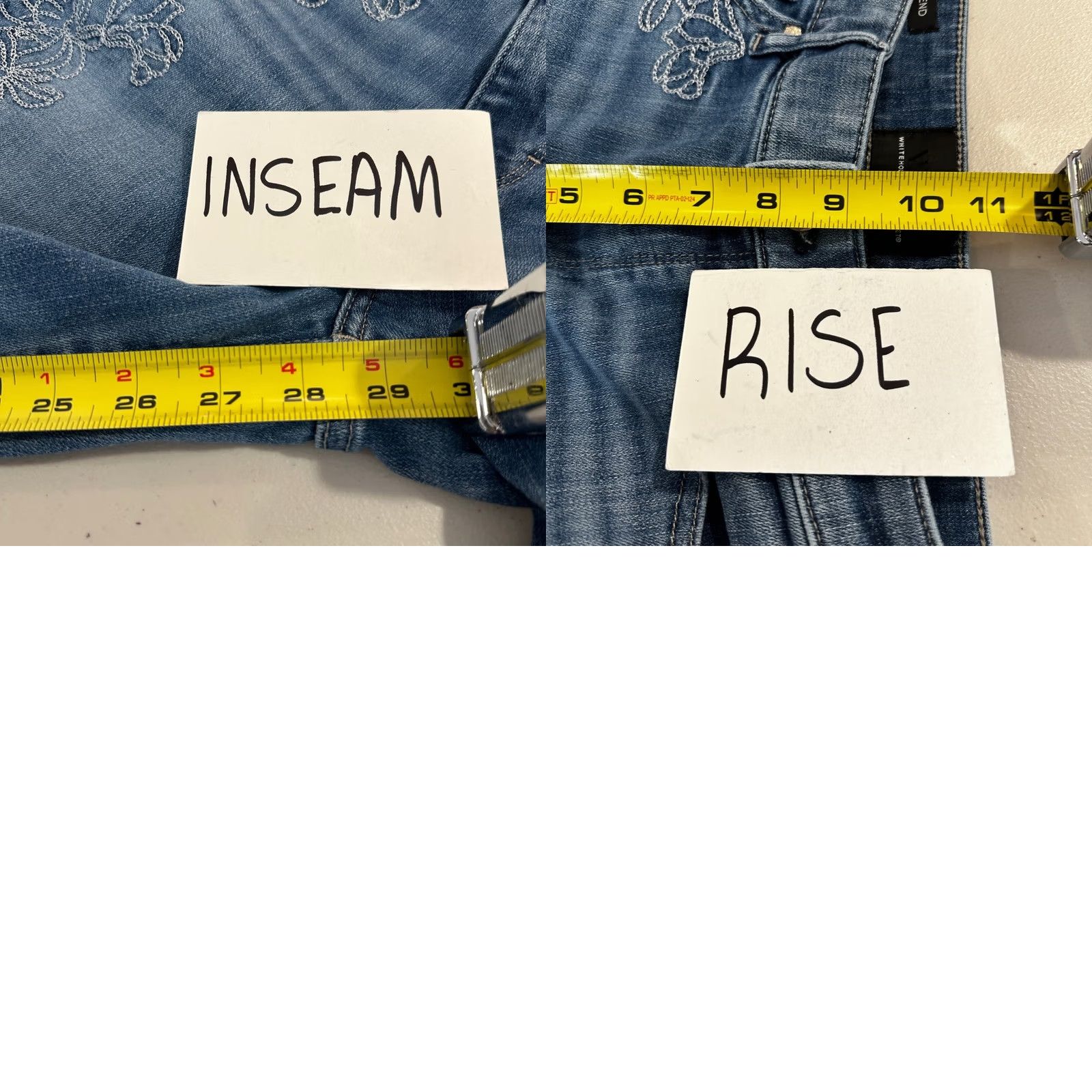 White House Black Market White House Black Market Mid Rise Girlfriend Jeans Blue Floral Embroidery Size 4 Womens Cropped Denim with Pockets Stretch Size 27" / US 4 / IT 40 - 8 Thumbnail