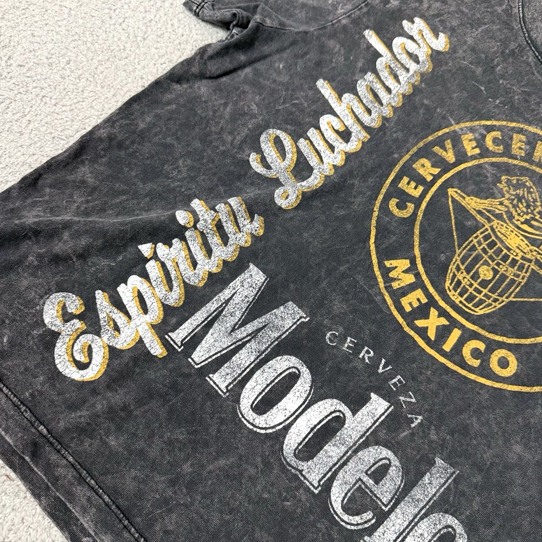 ESPIRIT VINTAGE Modelo Shirt Mens L Gray Boxy Cotton Logo Beer Sports Casual Crew Neck Short Sleeve Size US L / EU 52-54 / 3 - 3 Thumbnail