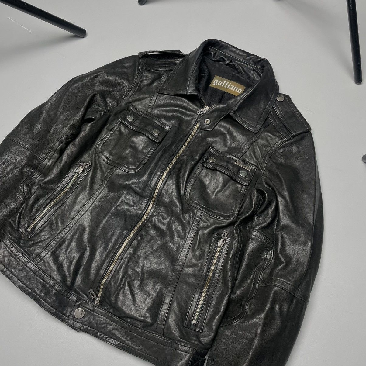 John Galliano John Galliano Military Leather Jacket-Distressed Black Size US S / EU 44-46 / 1 - 4 Thumbnail