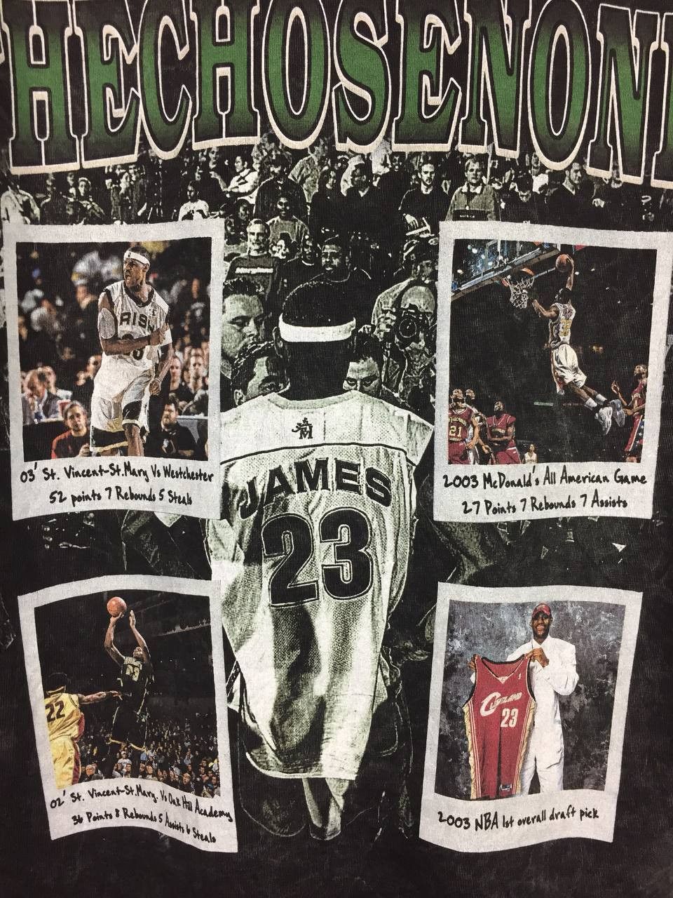 NBA LeBron James Irish 23 The Chosen One Washed Black Rap Tees Size US S / EU 44-46 / 1 - 7 Thumbnail