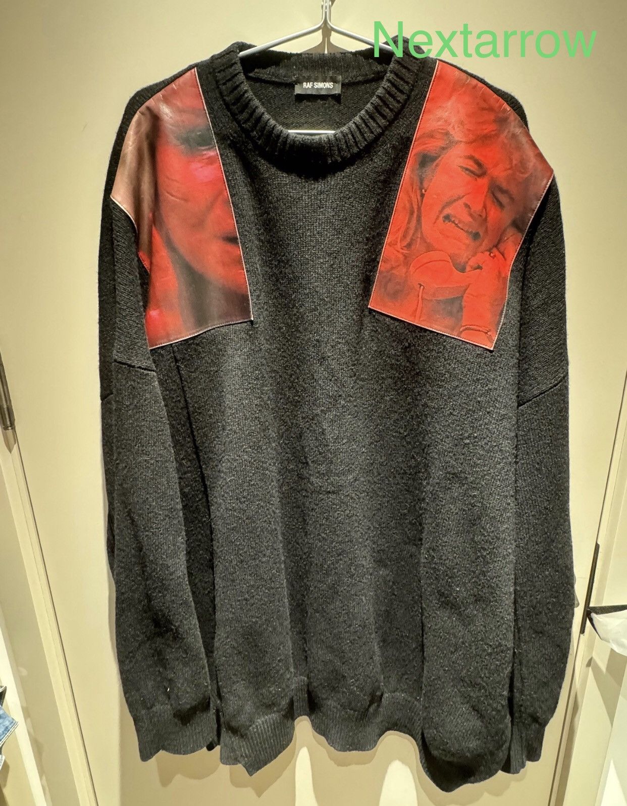 トップス Archive RAF SIMONS Patch Knit Sweater Raf Simons Raf simons19aw black and red patch sweater | Grailed