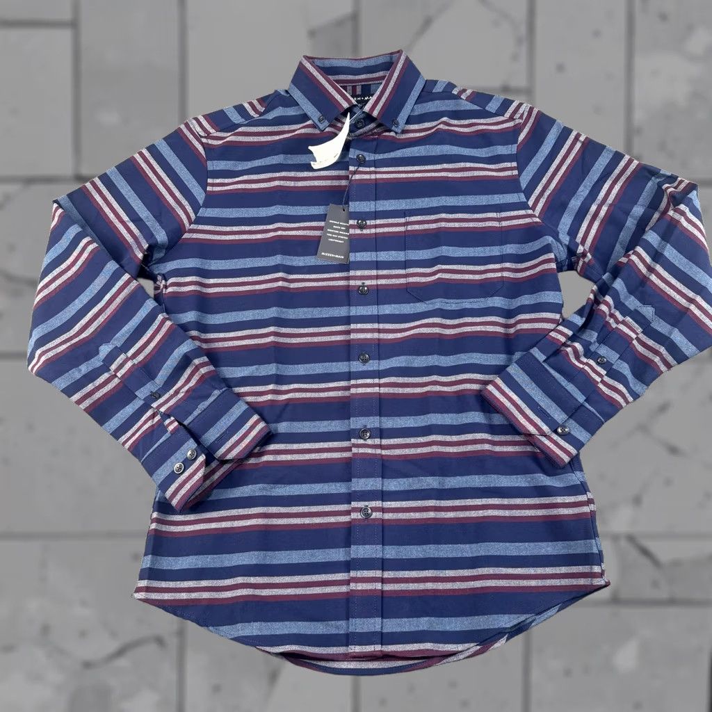 Mizzen+Main Mizzen+Main Shirt Mens S Blue Trim Fit Red Striped Performance Button Down Size US S / EU 44-46 / 1 - 1 Thumbnail