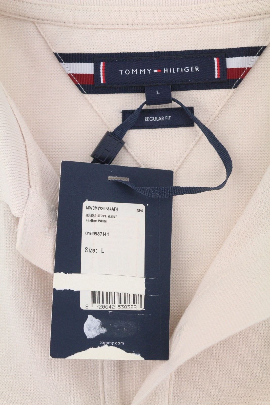 Tommy Hilfiger GLOBAL STRIPE SLEEVE L Feather White Polos 87693 Size US L / EU 52-54 / 3 - 8 Thumbnail