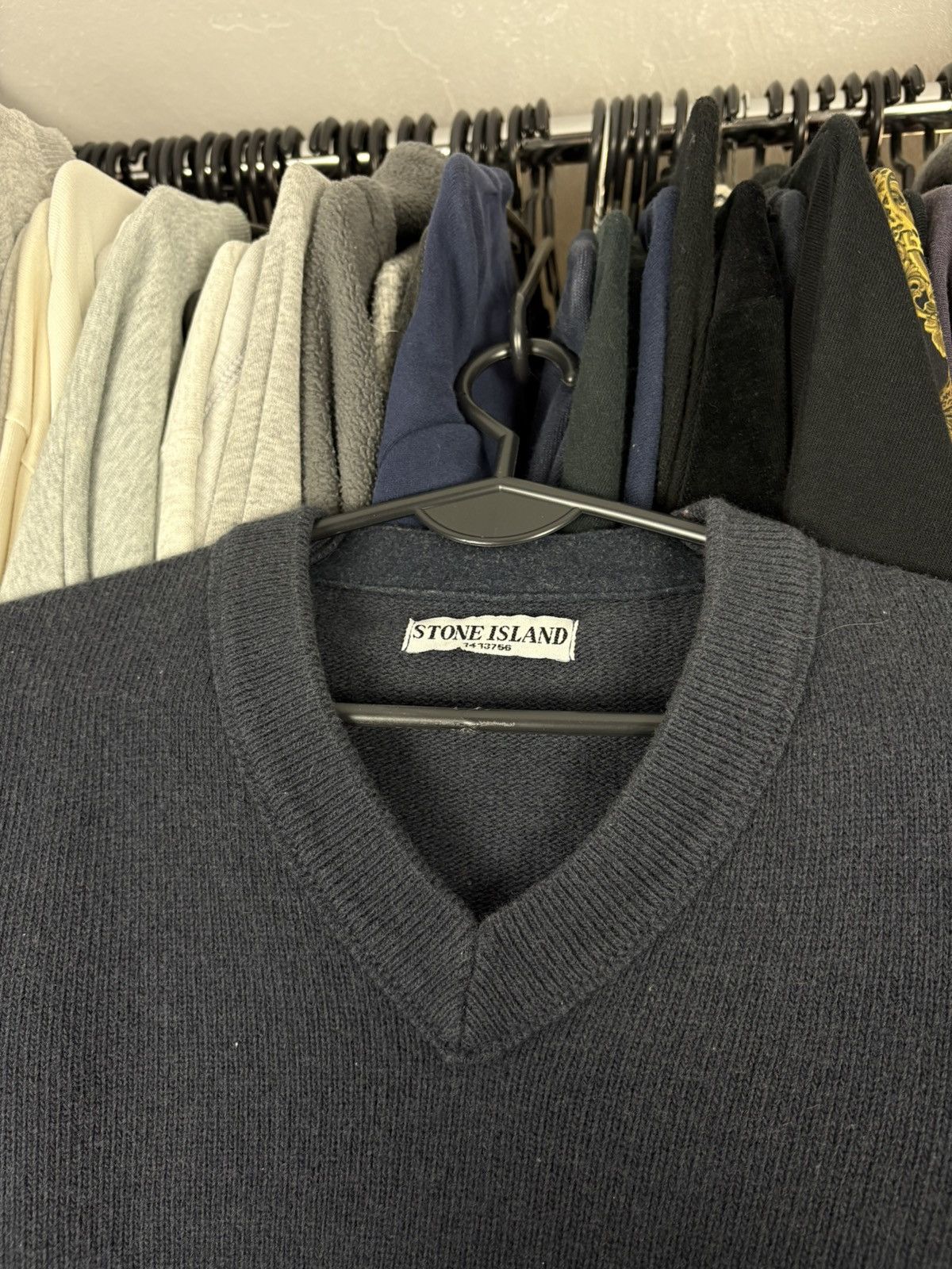 Massimo Osti × Stone Island STONE ISLAND Sweater V-Neck Heavy Knit Cotton Vintage SS 00 Size US M / EU 48-50 / 2 - 3 Thumbnail