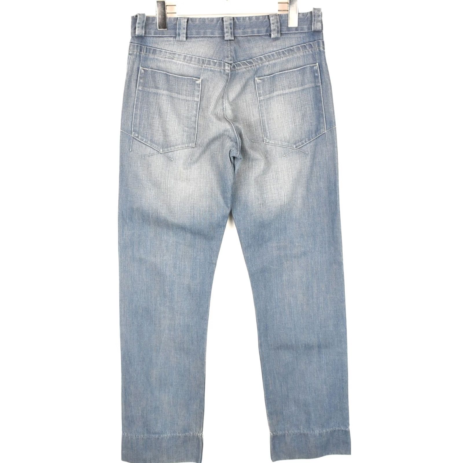 Vintage ARMANI JEANS Men's Jeans W33 Straight Fit Blue Zip Fly Fade Effect Whiskers Size US 33 - 2 Thumbnail