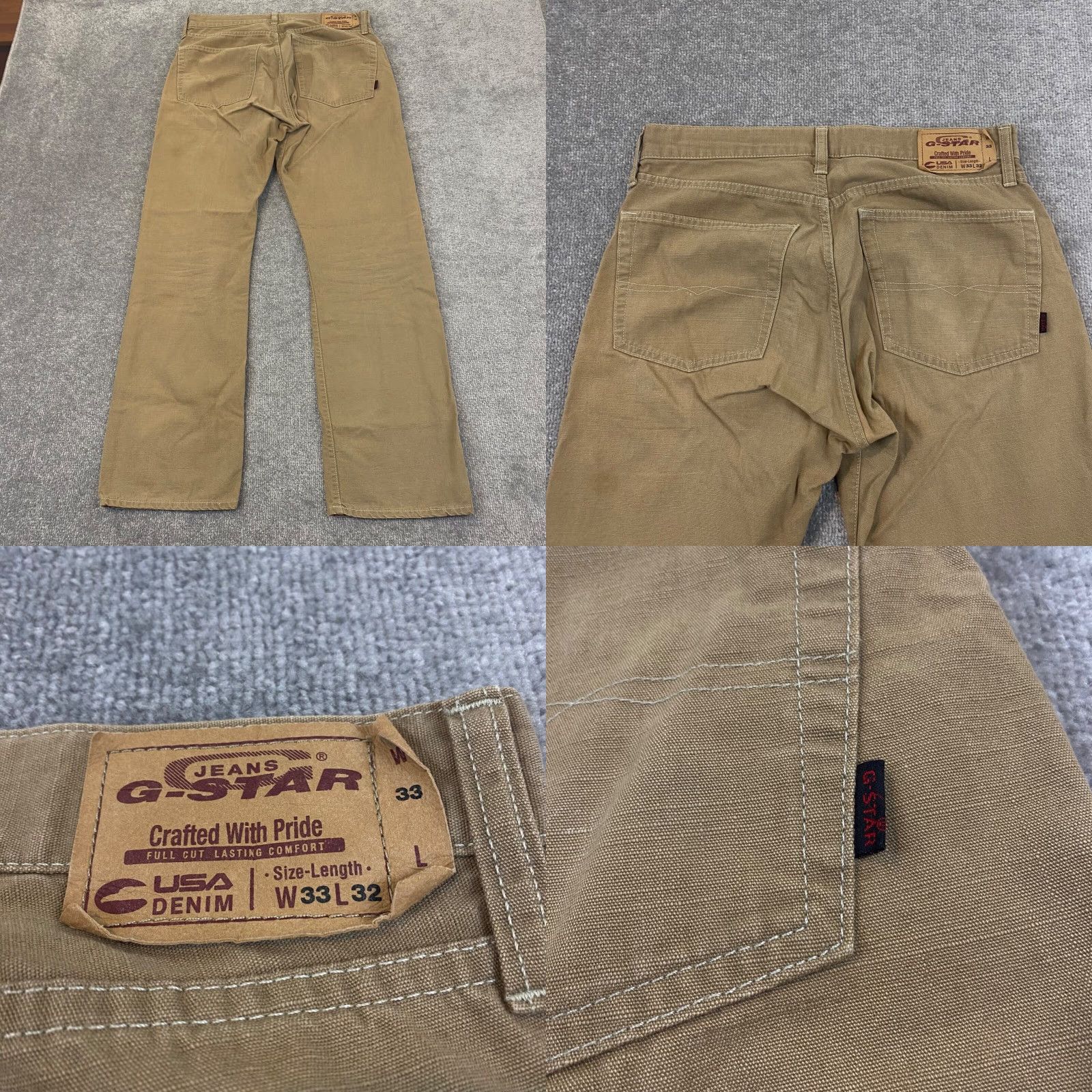 G-Star G-Star Jeans Mens 33x32 Brown Button Fly Straight 5-Pocket Denim Classic Size US 33 - 8 Thumbnail