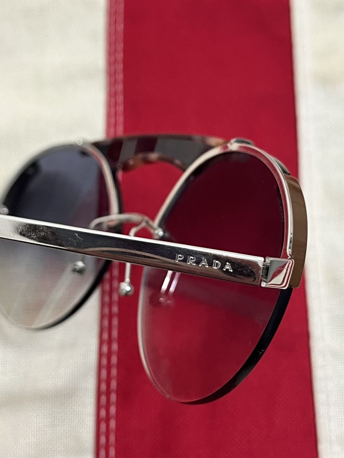 Prada Prada SPR 52U Semi-Rimless Aviator Sunglasses Size ONE SIZE - 3 Thumbnail