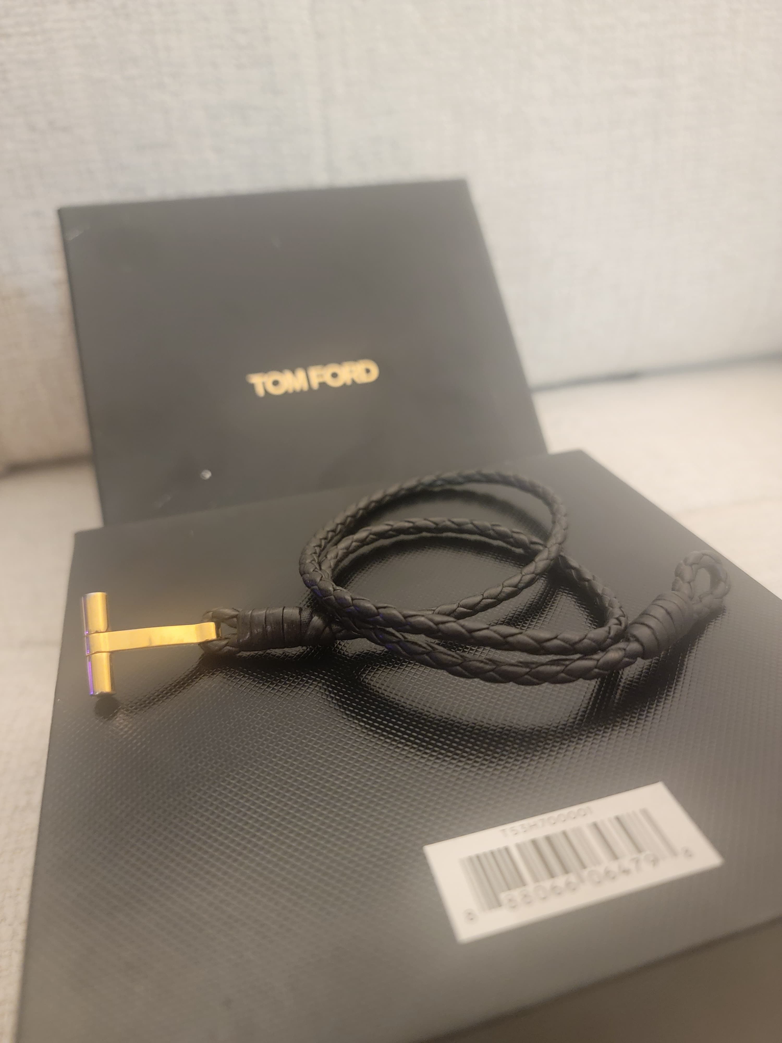 Tom Ford TOM FORD: Black Braided Leather Bracelet Size ONE SIZE - 9 Thumbnail