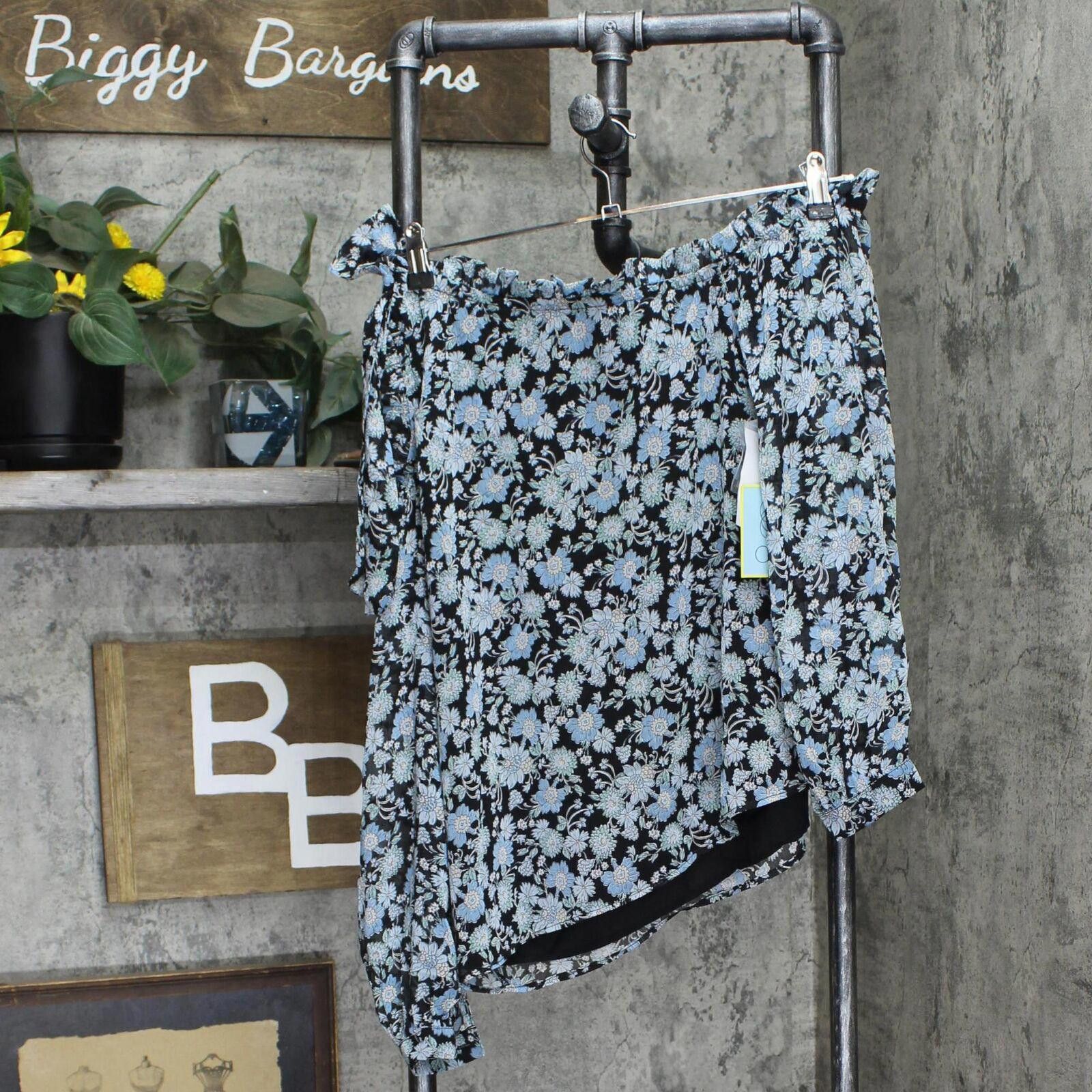 Opening Ceremony NWT Cece Bow Floral-Print Blouse 7033097 M Rich Black Blue Size M / US 6-8 / IT 42-44 - 1 Thumbnail