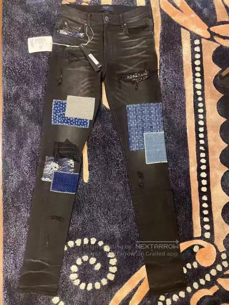 Amiri Amiri Classic washed black patchwork destroyed denim jeans Size US 30 / EU 46 - 1 Thumbnail