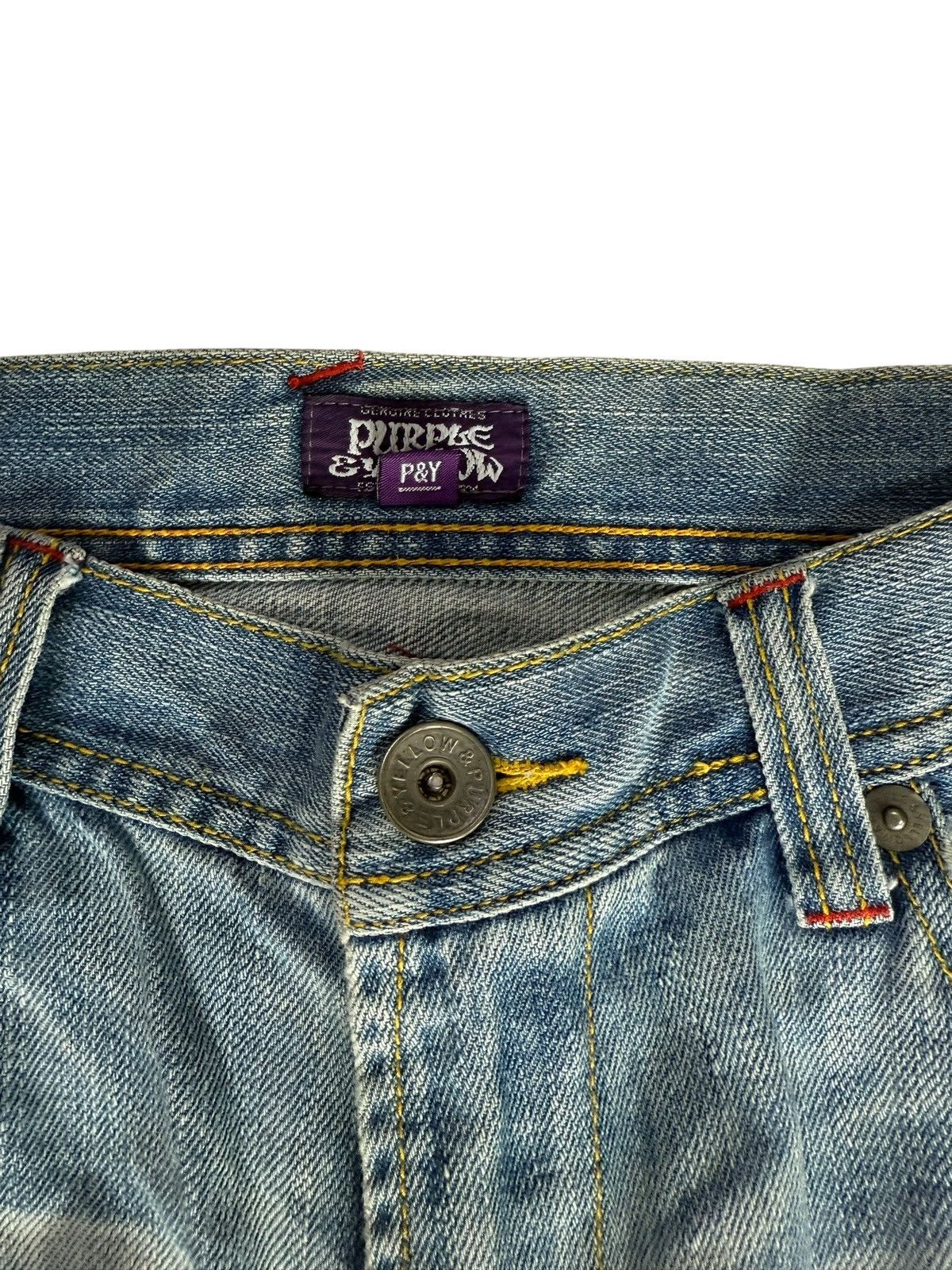 Japanese Purple & Yellow Distressed Denim Jeans