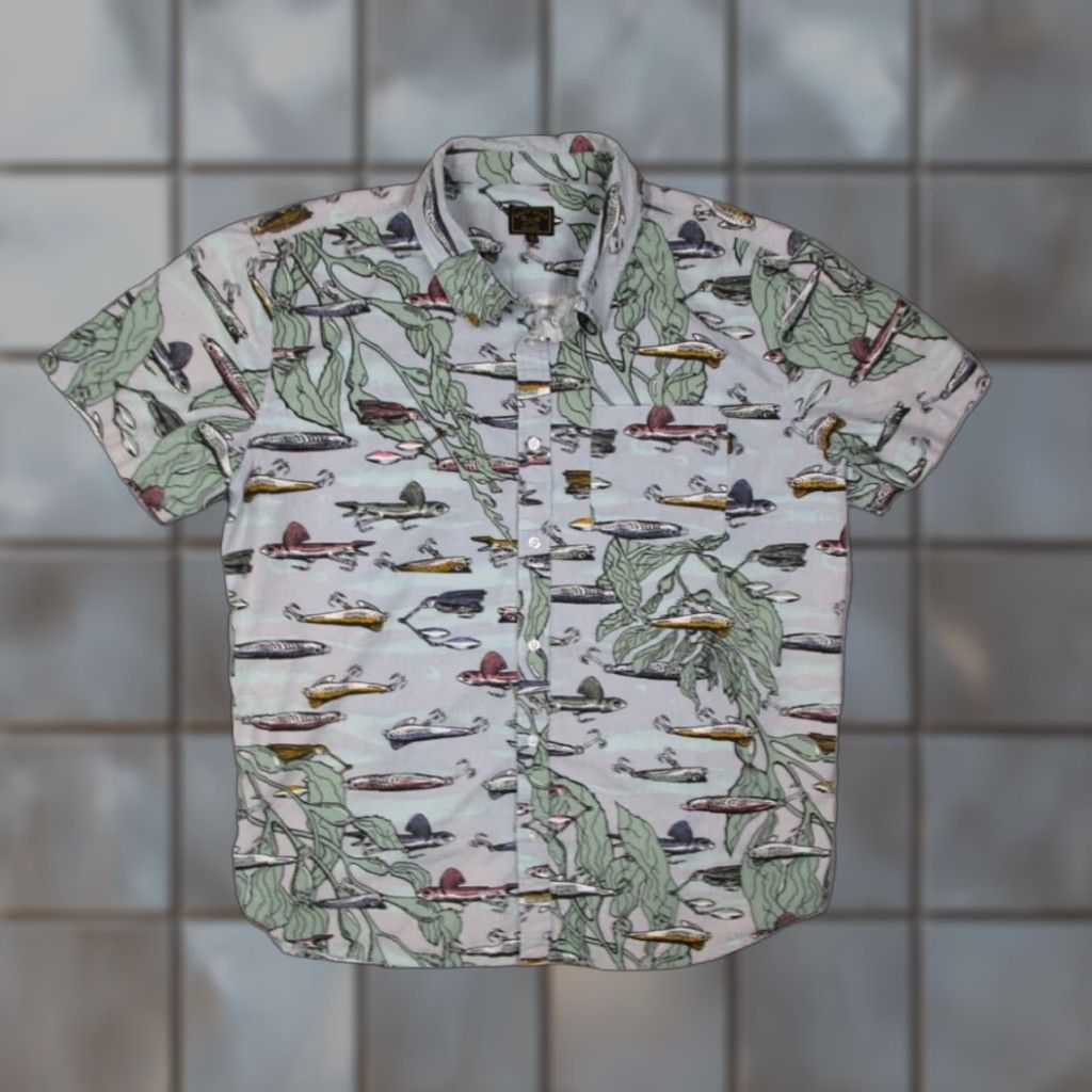 Vintage Dark Seas Mens XL Blue Hawaiian Fish Short Sleeve Button Up Shirt Size US XL / EU 56 / 4 - 1 Thumbnail