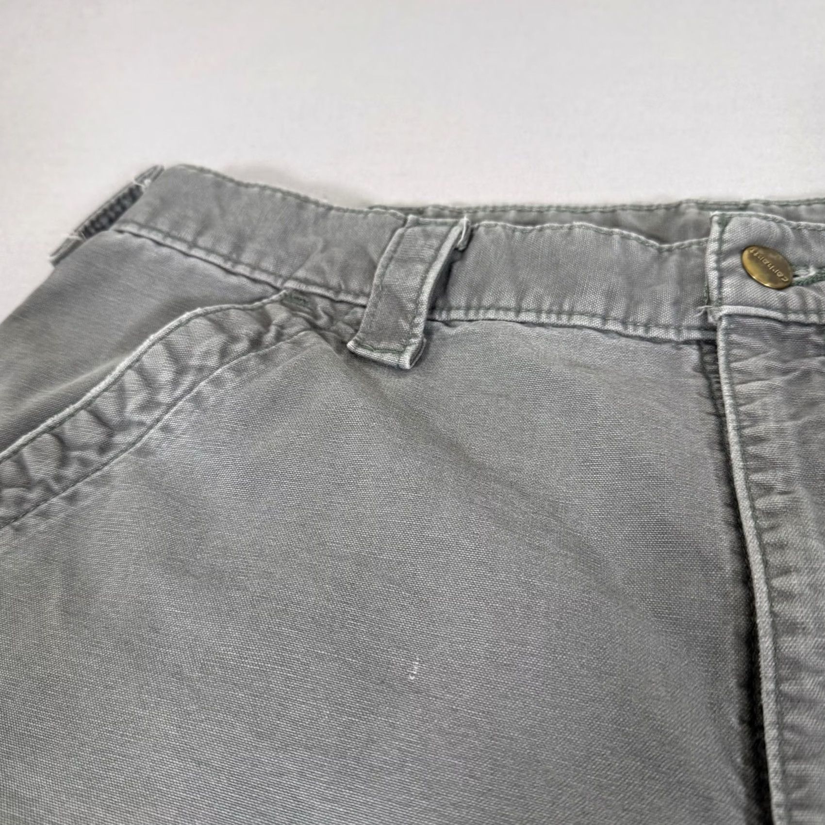 Carhartt Carhartt Pants Mens 35x32 Gray Canvas Carpenter Baggy Loose Workwear B151 FAT Size US 35 - 3 Thumbnail