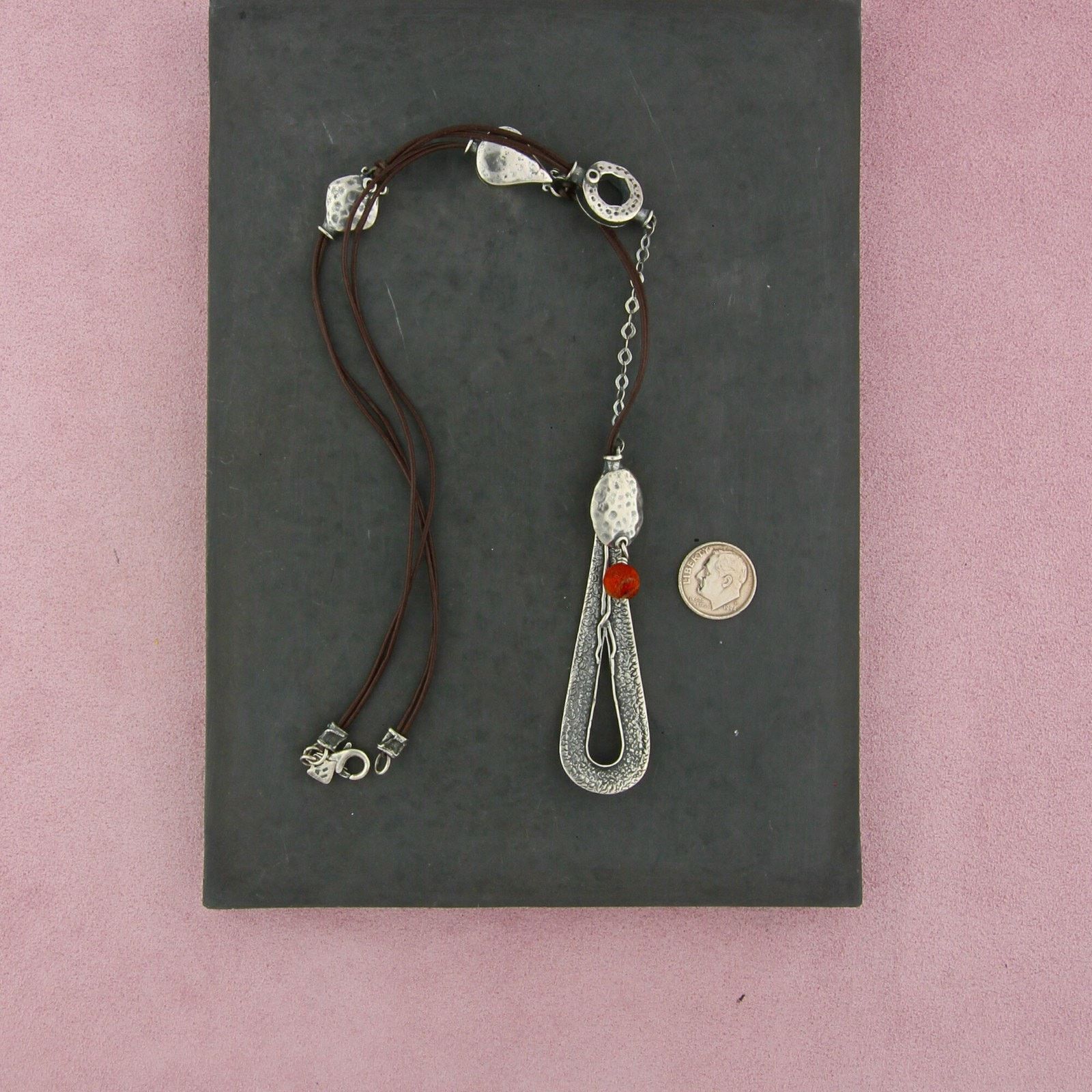 Sterling Silver silpada sterling silver coral leather necklace size 22in Size ONE SIZE - 2 Thumbnail