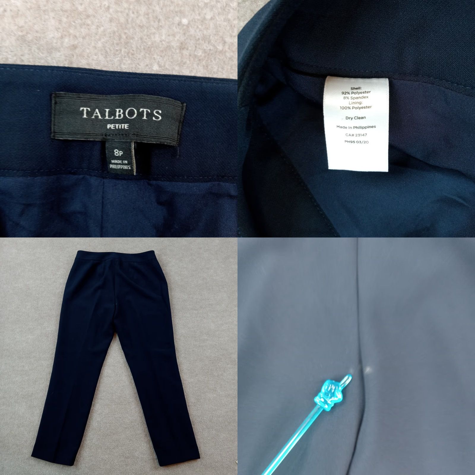 Talbots Talbots Women's Blue Straight Leg Dress Pants Petite 8P Stretch Casual Office Wear Size 30" / US 8 / IT 44 - 8 Thumbnail