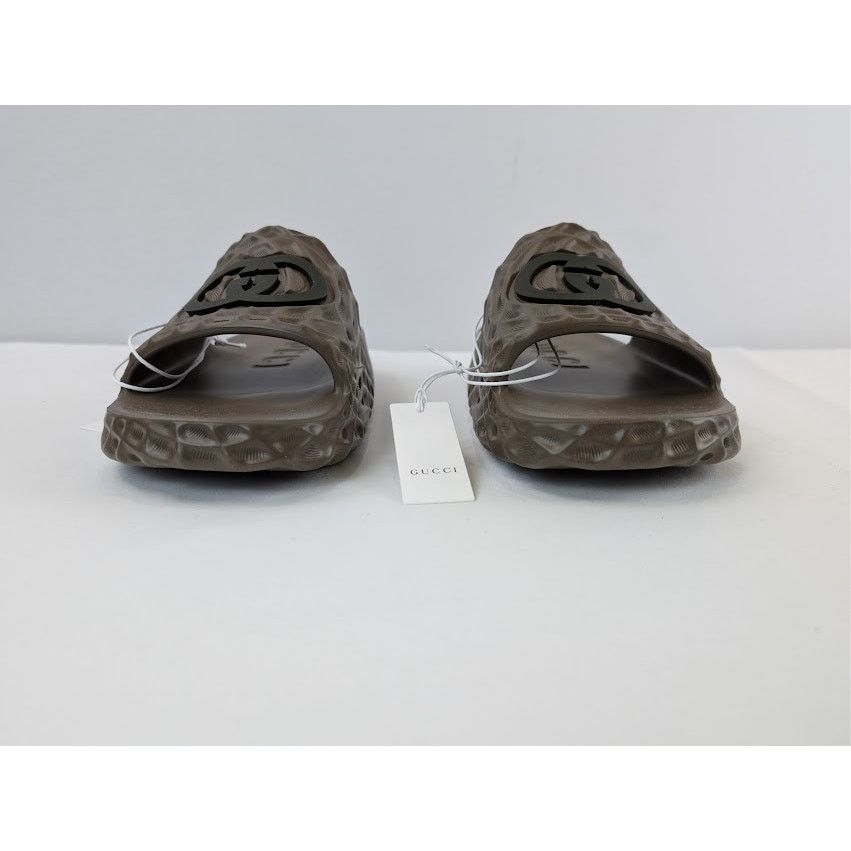 Gucci o1rshd1 Interlocking GG Water Ripple Sliders Sandals Brown Size US 11.5 / EU 44-45 - 8 Thumbnail