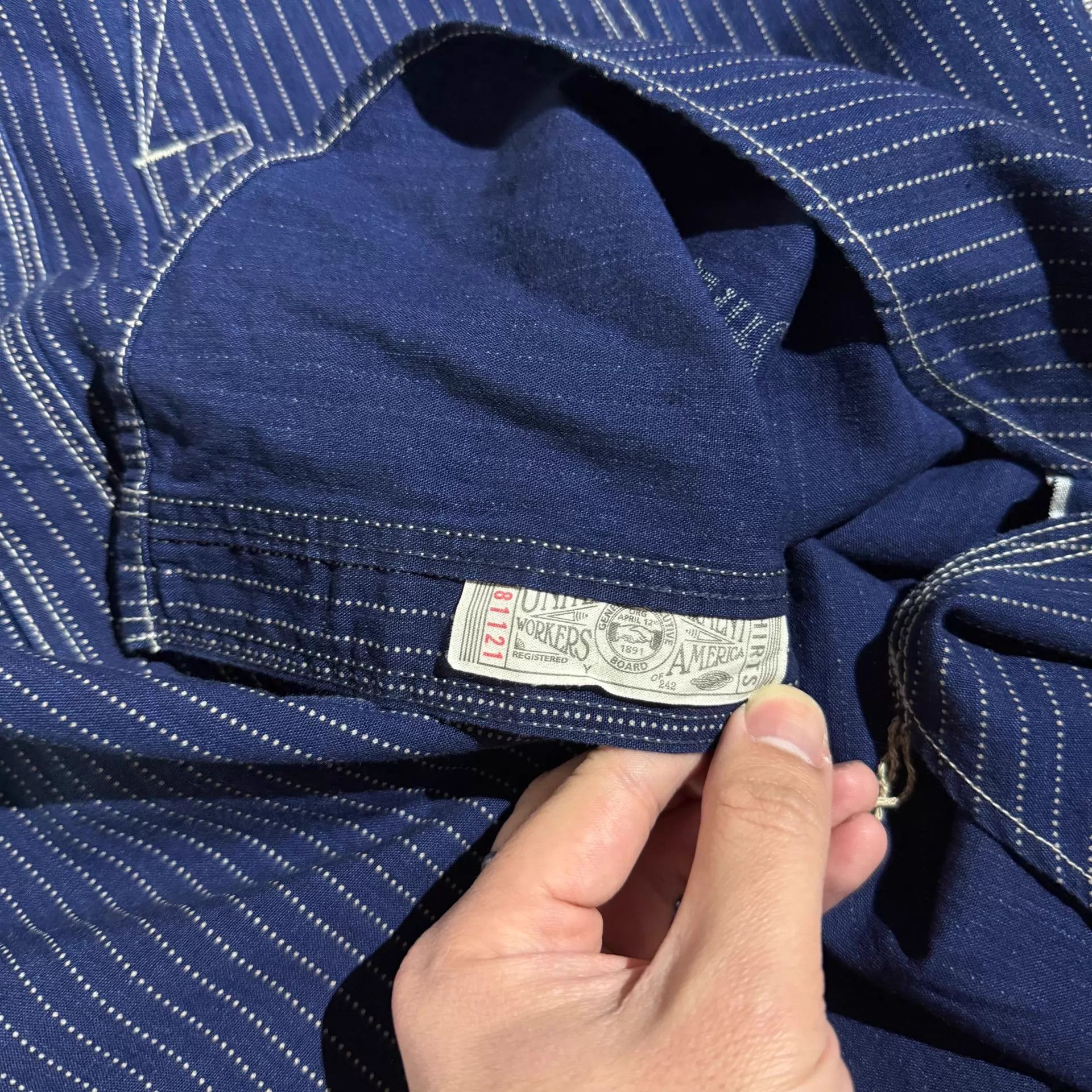 Freewheelers Freewheelers Wabash Blue Discharge Shirt 17.5 Size US XL / EU 56 / 4 - 8 Thumbnail