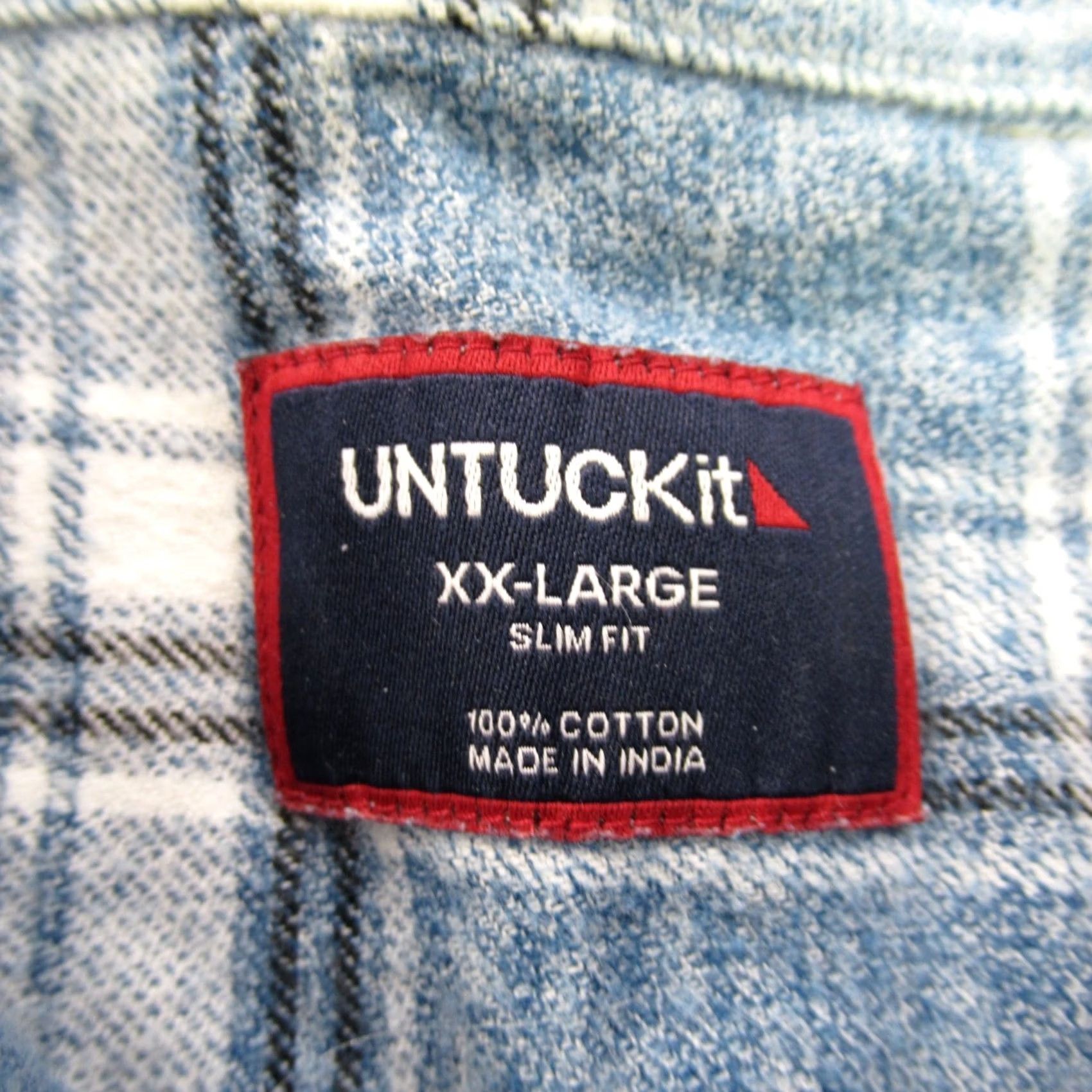 UNTUCKit UNTUCKit Shirt Mens 2XL Long Sleeve Button Front Casual Plaid Slim Fit Blue Shirt Size US XXL / EU 58 / 5 - 4 Thumbnail