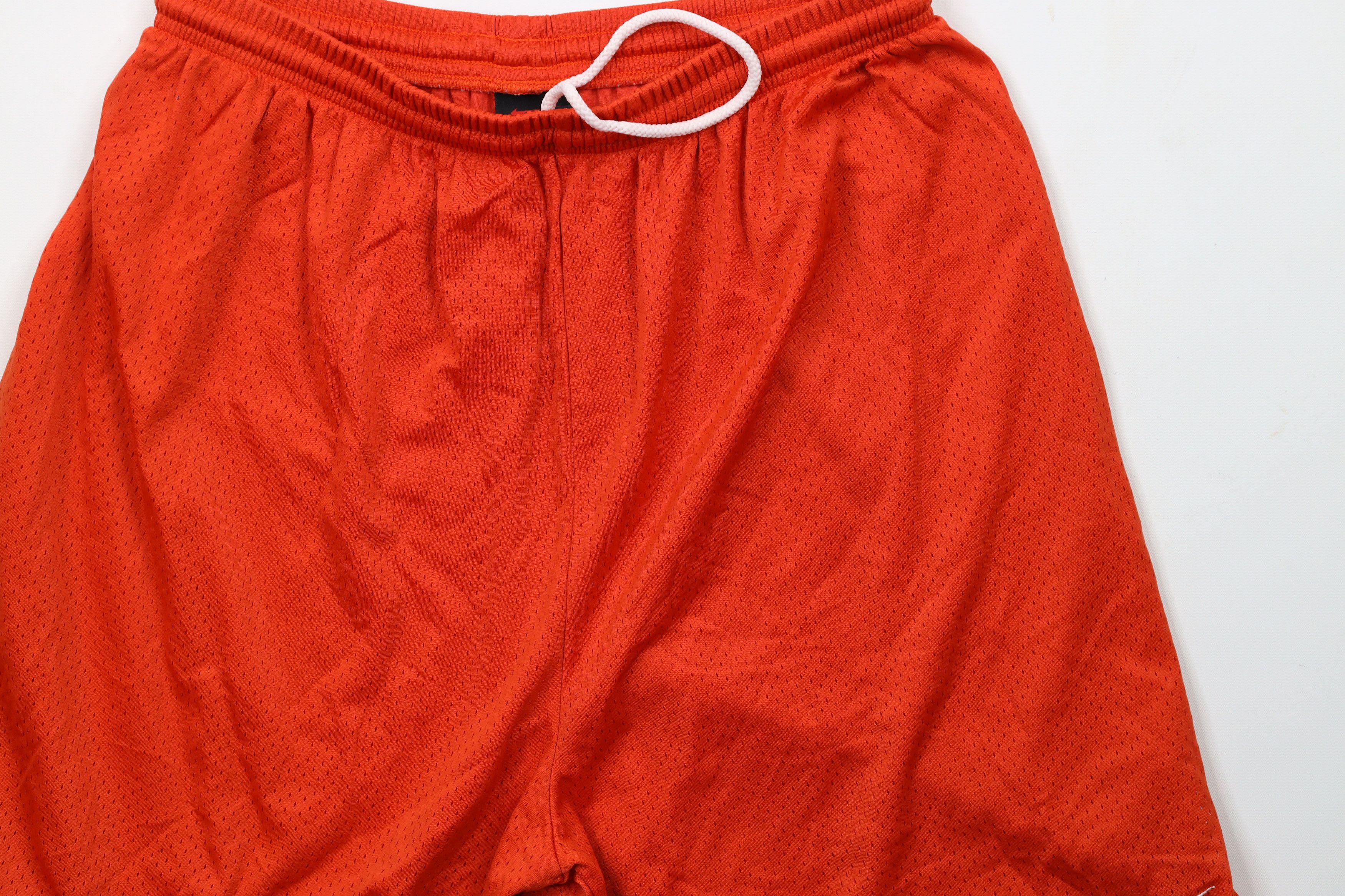 Nike × Vintage Vintage 90s Nike Mini Swoosh Above Knee Mesh Shorts Orange Size US 32 / EU 48 - 3 Thumbnail