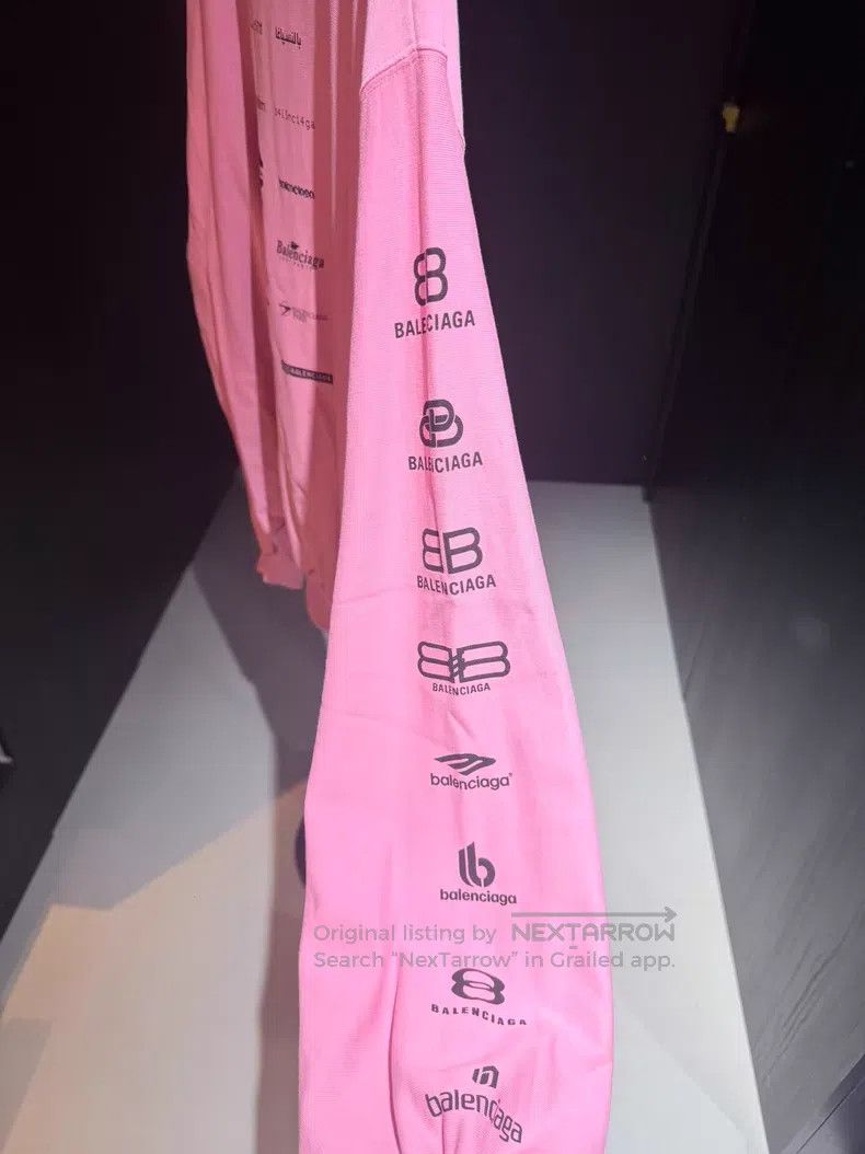 Balenciaga Balenciaga Pink Multi-Element Full-Print Logo Sweatshirt Size US L / EU 52-54 / 3 - 4 Thumbnail