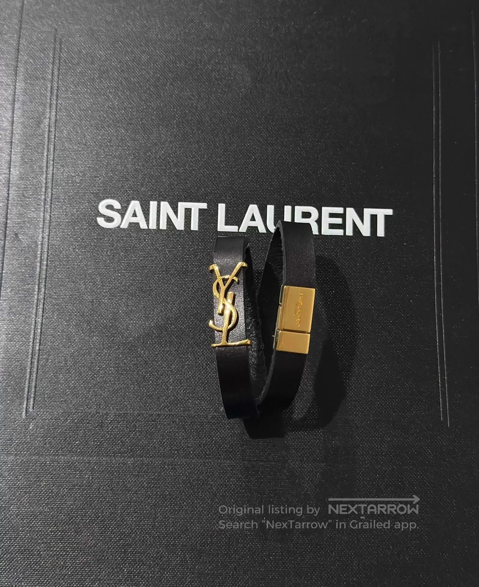 Saint Laurent Paris Saint Laurent YSL Gold Double Ring Bracelet. Size ONE SIZE - 1 Thumbnail
