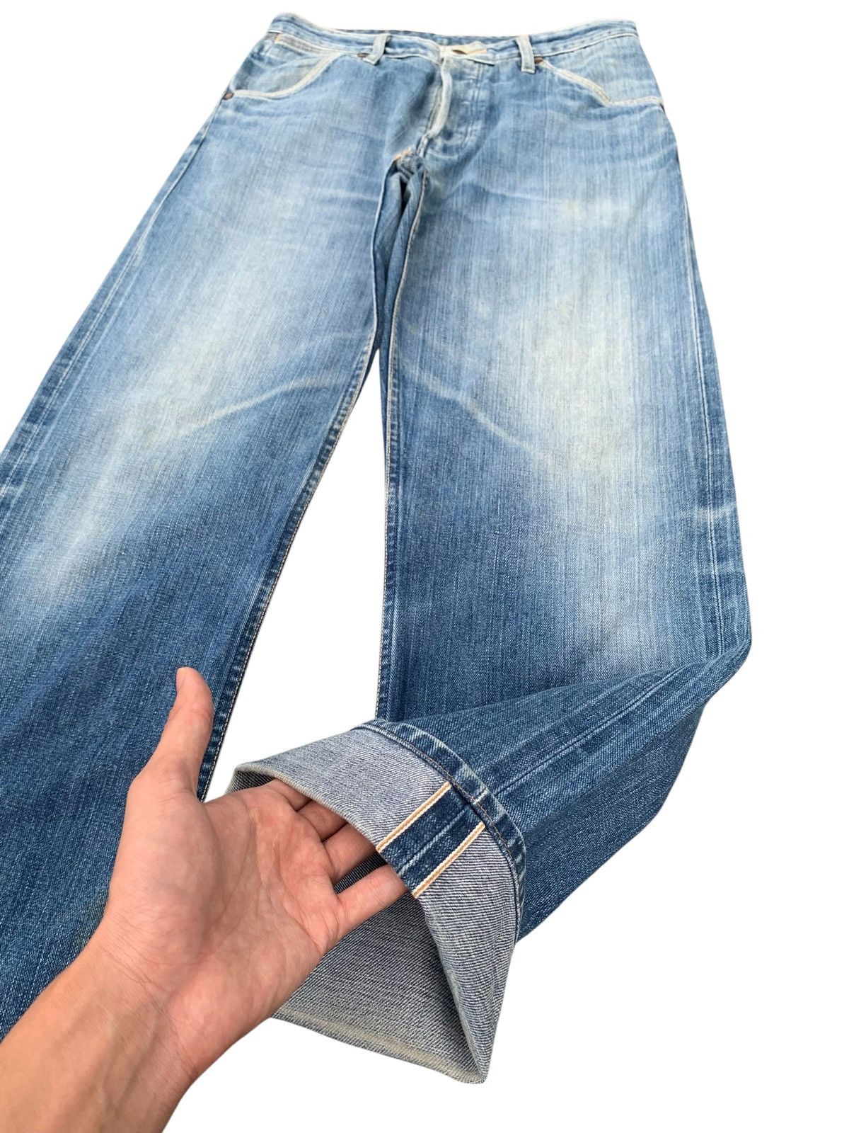 Wrangler VINTAGE WRANGLER BLUE BELL SELVEDGE FADED DISTRESSED DENIM Size US 31 - 5 Thumbnail