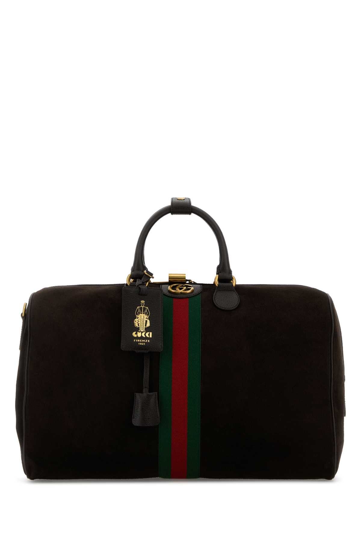 Gucci Dark Brown Suede Medium Gucci Savoy Travel Bag Size ONE SIZE - 1 Thumbnail