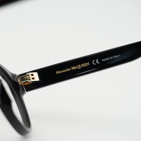 Alexander McQueen Alexander McQueen AM0359O 001 Eyeglasses Black 52mm Cat Eye Size ONE SIZE - 7 Thumbnail