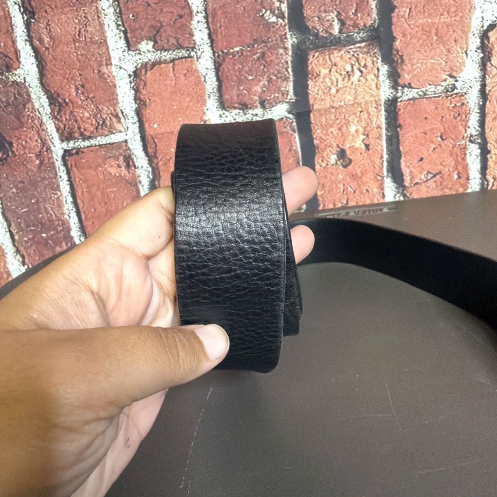 Vintage Justin Leather Belt Mens Black USA Belt Sz 36 Brass Buckle Size 36 - 4 Thumbnail