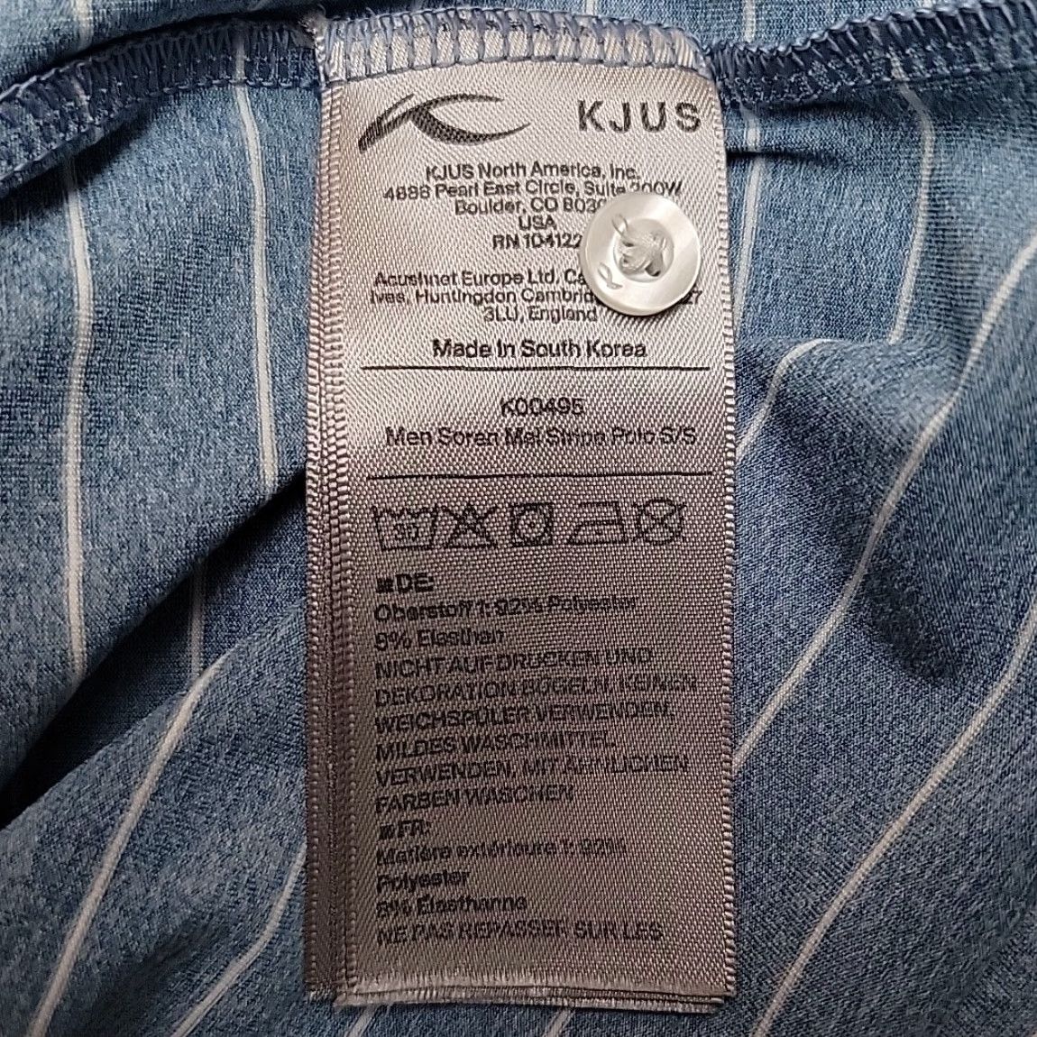 KJUS Kjus Polo Shirt Mens LT Blue Striped Performance Stretch UPF 50 Golf Polo Shirt Mens LT Blue Striped 50 UPF Golf Sports Wear Size US L / EU 52-54 / 3 - 5 Thumbnail