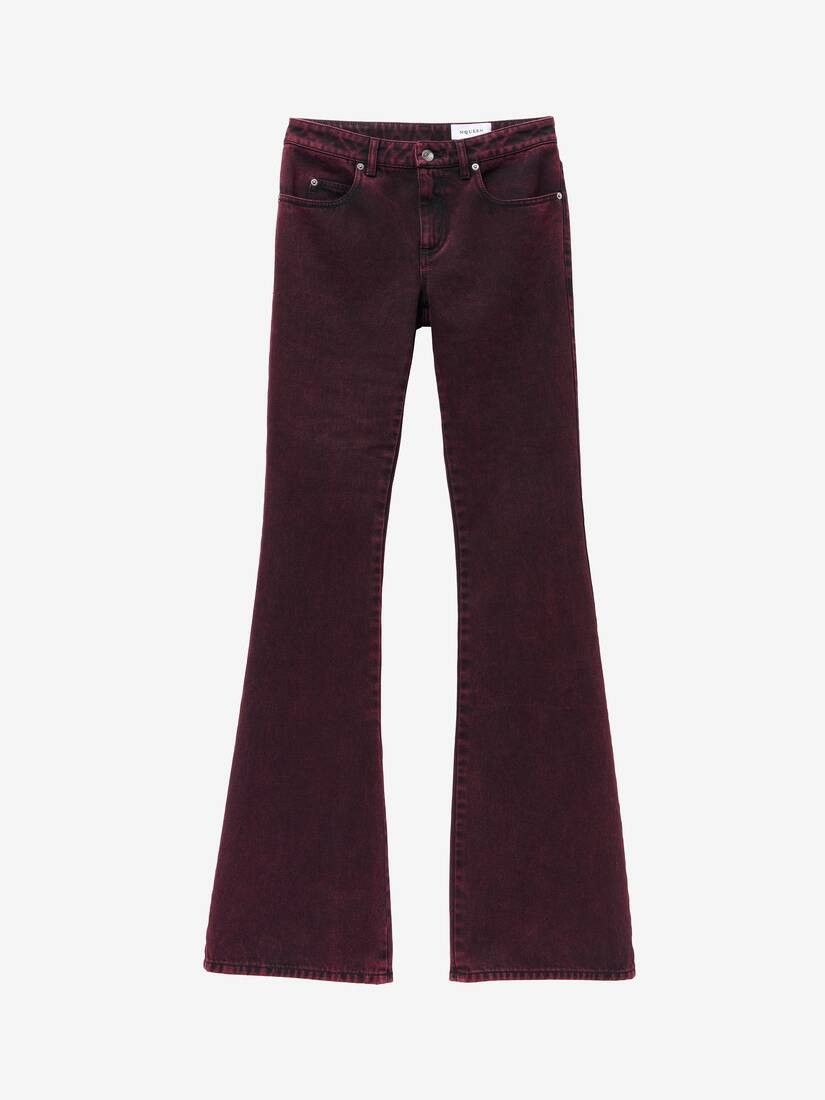 Alexander McQueen o1srvl11e0226 Overdyed Bootcut Jeans In Bordeaux Size 25" / US 0 / IT 36 - 1 Thumbnail