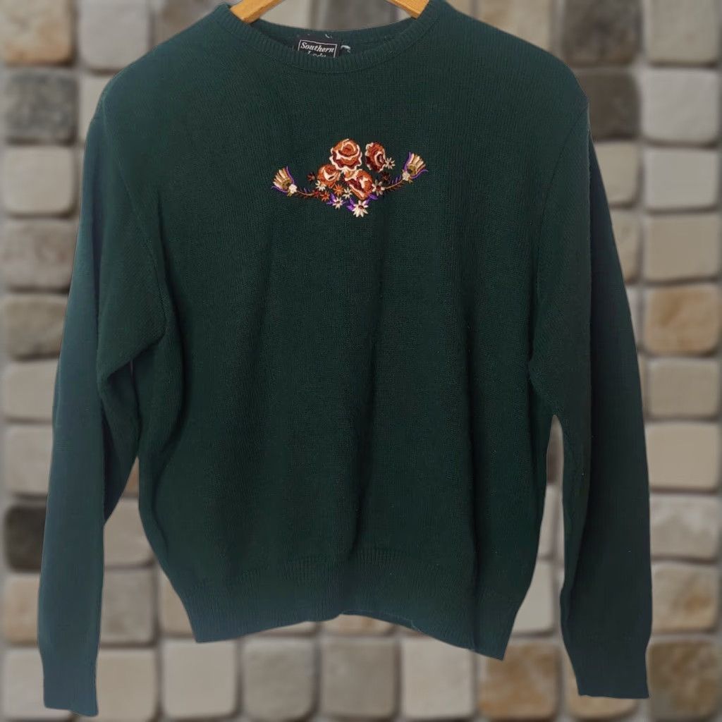 Vintage VINTAGE Southern Lady Sweater XL Green Pullover Floral Cottagecore Womens Size XL / US 12-14 / IT 48-50 - 1 Thumbnail