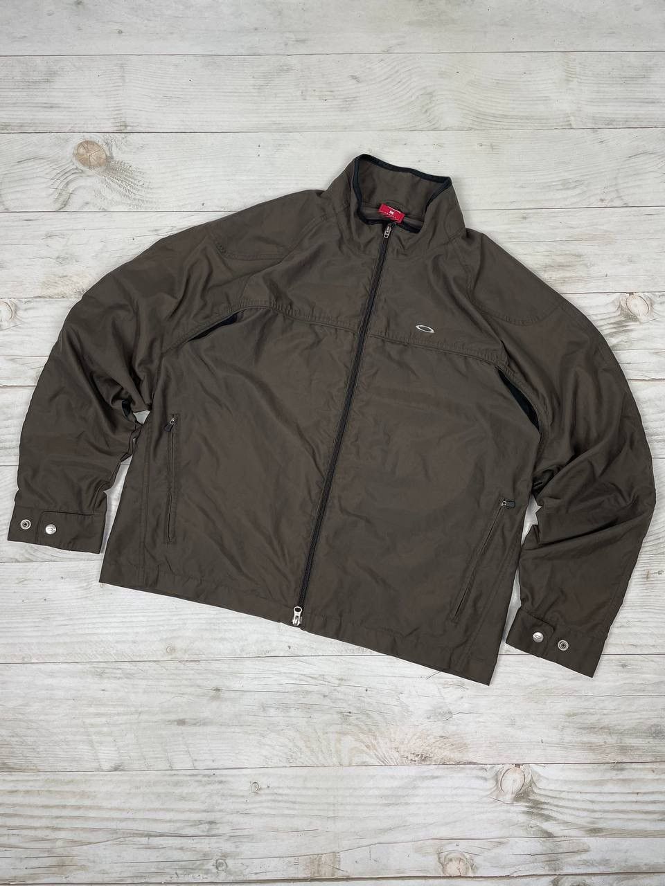 image of Oakley Nylon Track Top Jacket Logo Brown Gorpcore, Men's (Size Medium)