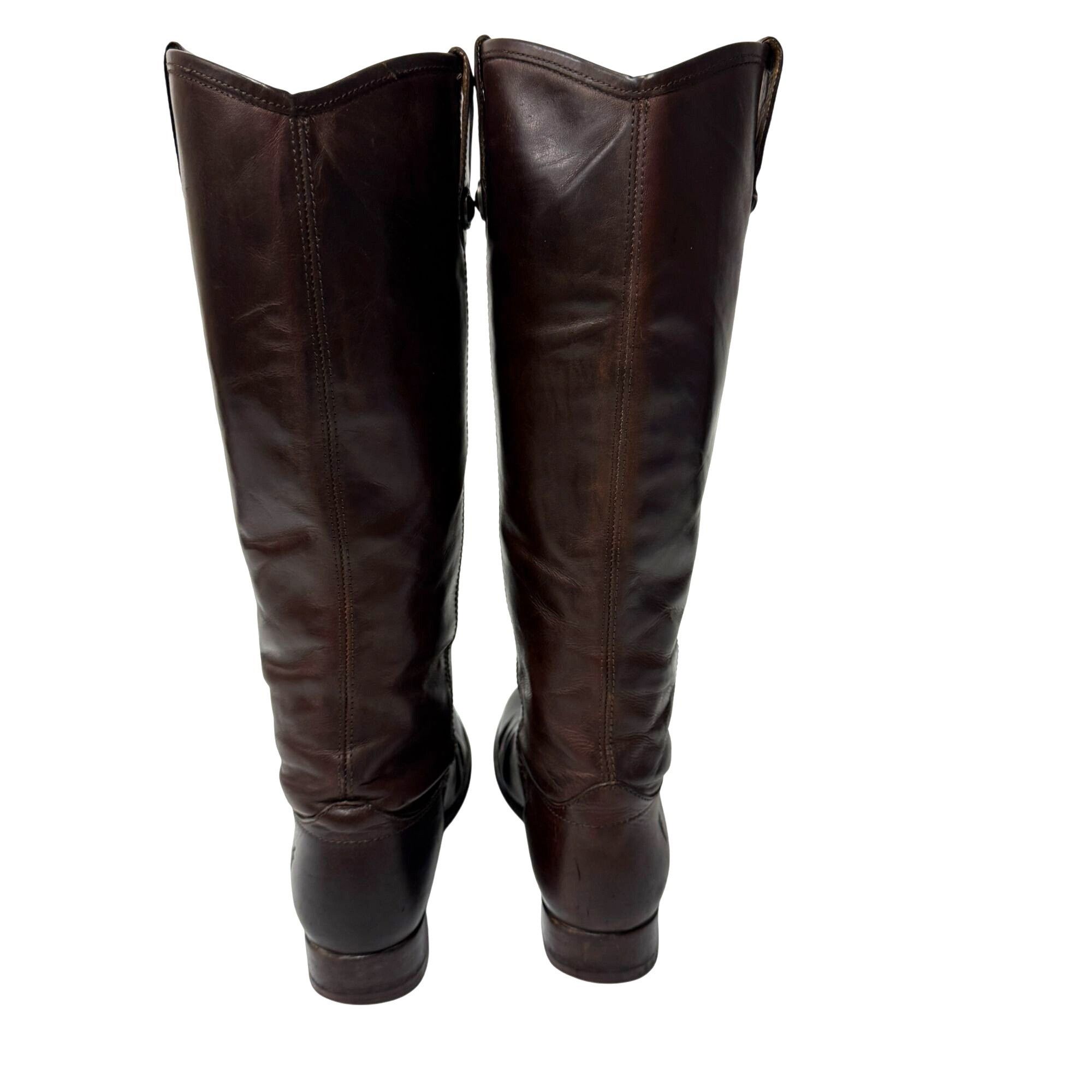 Frye Vtg Frye Melissa 4015 Chocolate Brown Leather TALL Boots Size US 7 / IT 37 - 4 Thumbnail