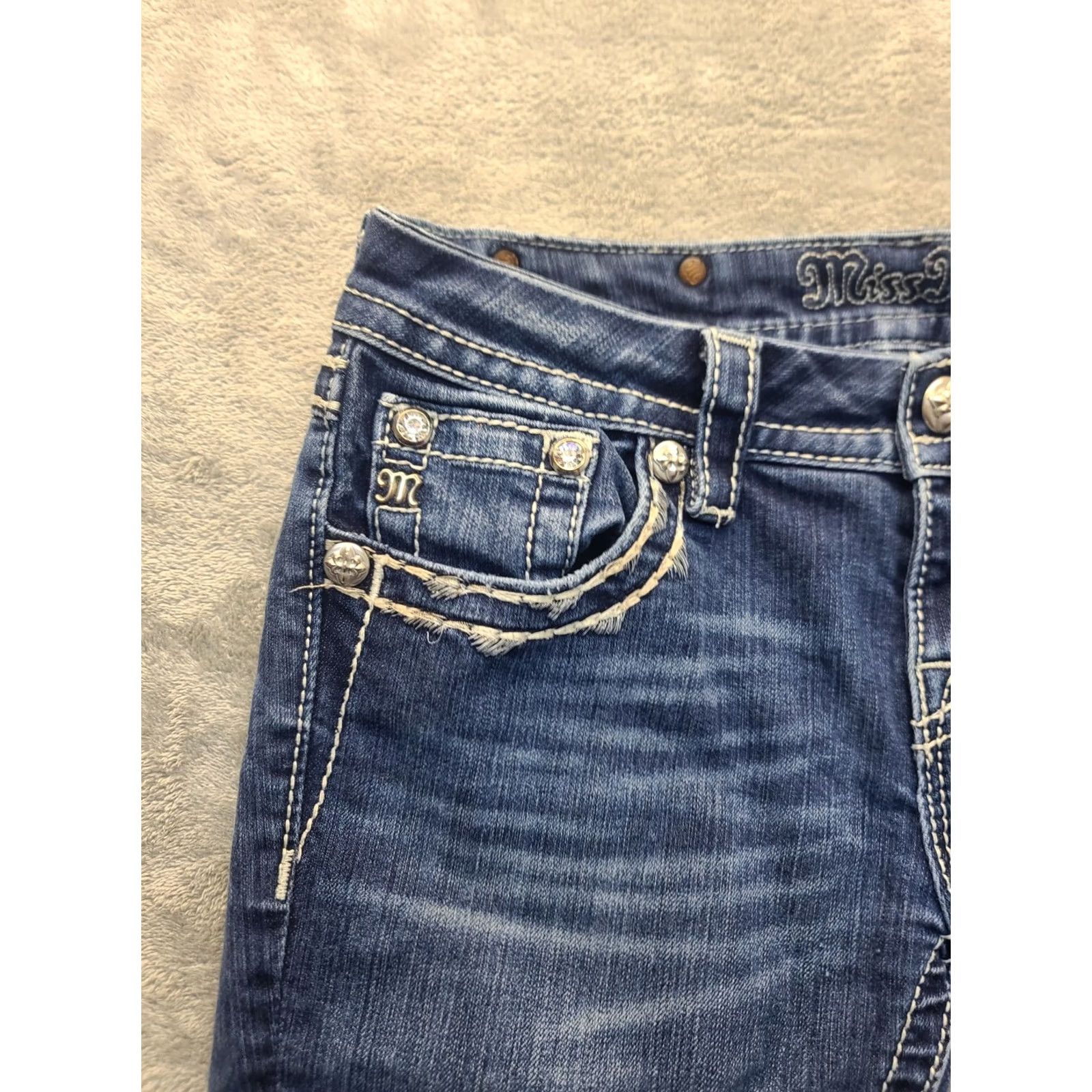 Miss Me Miss Me Jeans Womens 26x30 Mid Rise Skinny Stretch Denim Embroidered Embellished Size 26" / US 2 / IT 38 - 4 Thumbnail