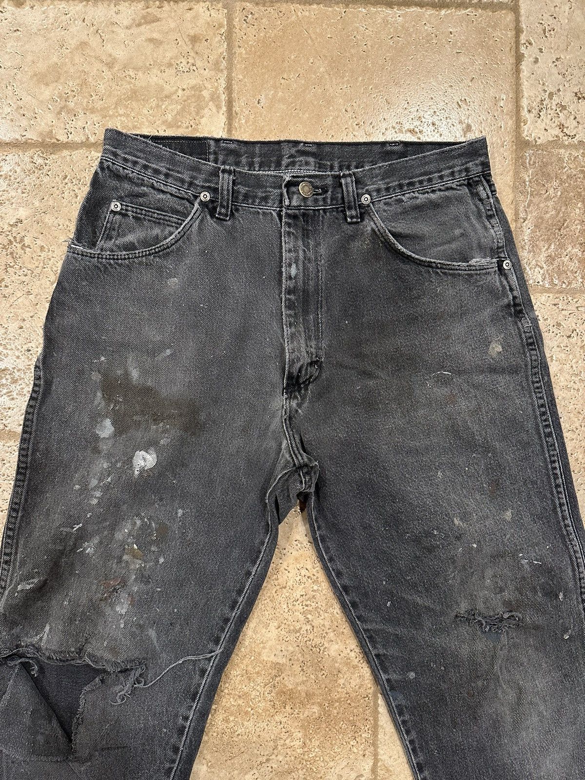Vintage × Wrangler Vintage Wrangler Thrashed Painter’s Distressed Black Denim Size US 32 / EU 48 - 7 Thumbnail