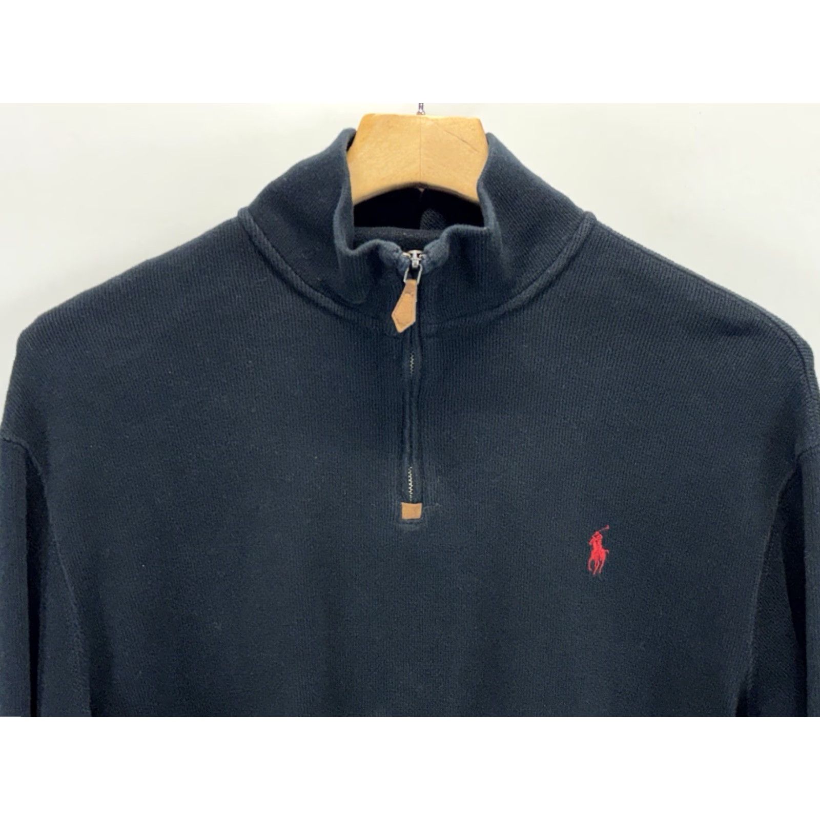 Polo Ralph Lauren VINTAGE Polo Ralph Lauren Mens Sweater Large Black 1/4 Zip Knit Cotton Y2K red pony Size US L / EU 52-54 / 3 - 3 Thumbnail