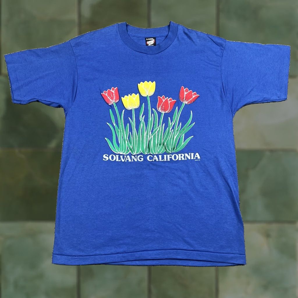 Vintage VINTAGE Screen Stars Best T-Shirt XL Blue Floral Tulip Puff Print Graphic 90s Unisex Adults Short Sleeve Crew Neck Made USA Size US XL / EU 56 / 4 - 1 Thumbnail